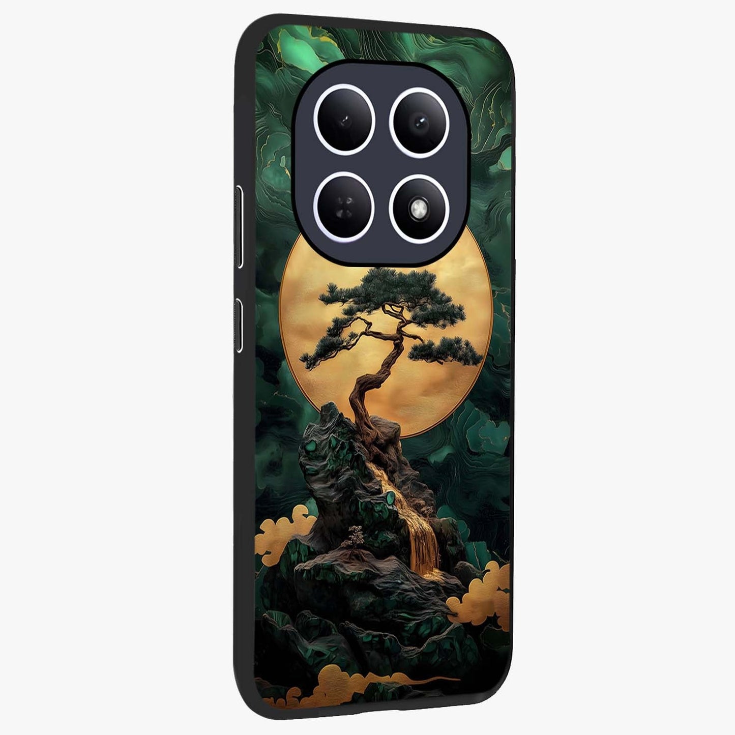Zen Moon Rise Glass Case upright view showcasing serene moon artwork with tranquil night theme.