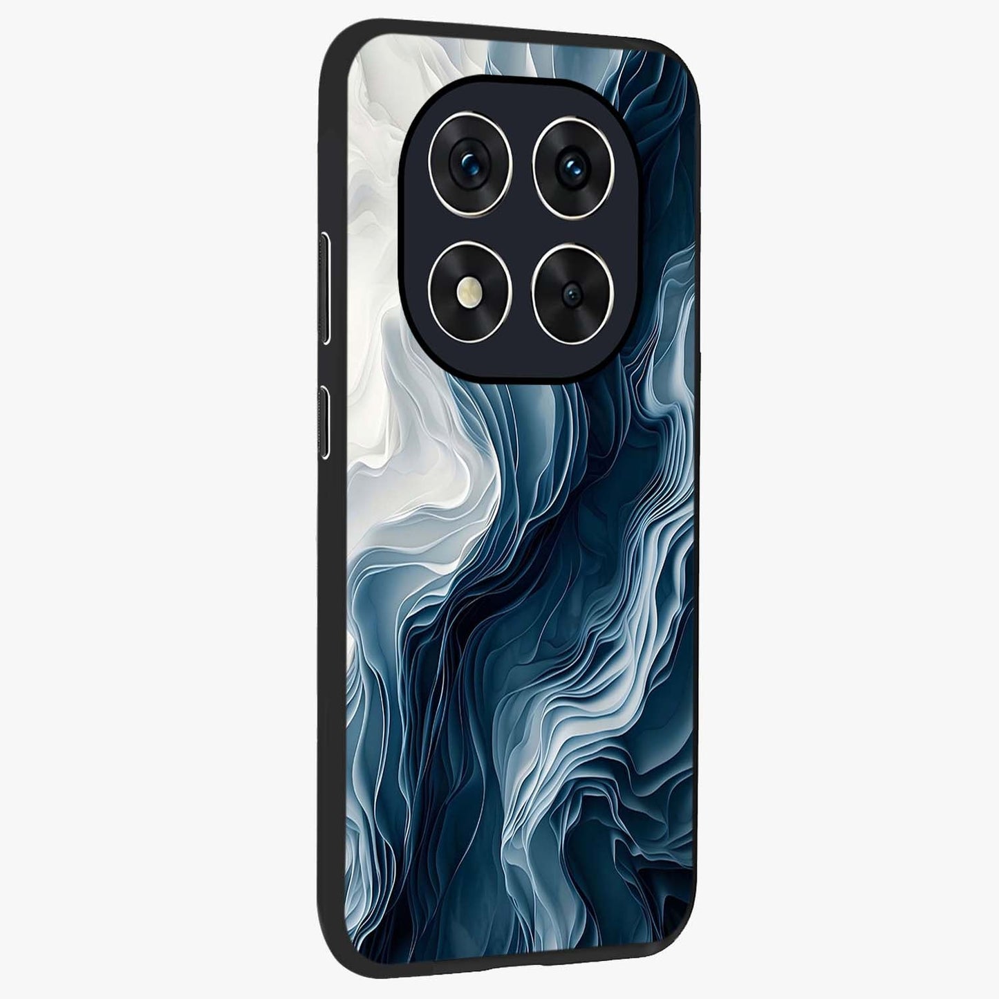 Ethereal Paper Marble Glass Case upright view showcasing smooth marble artwork with refined minimalist theme.