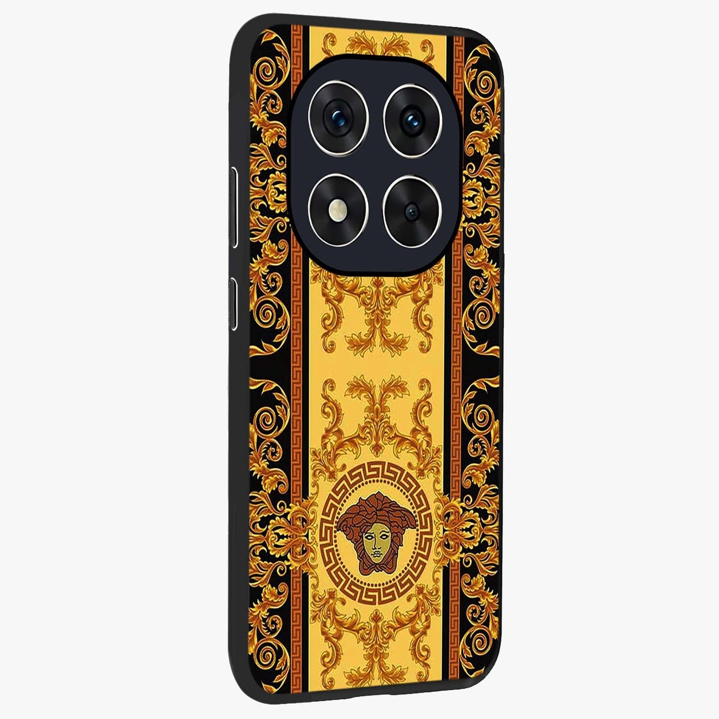 Golden Lotus Glow Glass Case upright view showcasing luminous lotus artwork with peaceful divine theme.