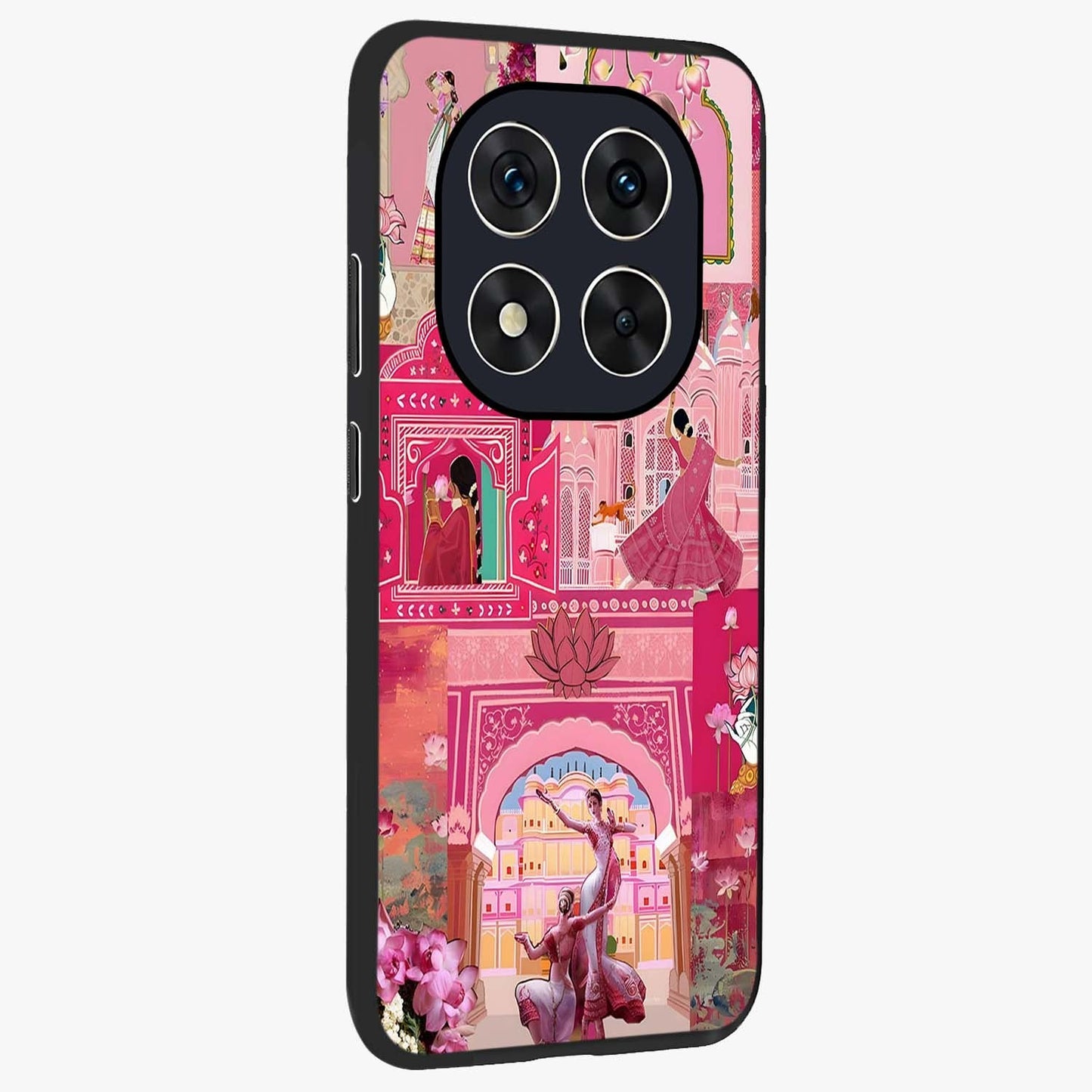 Pink Palace Muse Glass Case upright view showcasing artistic palace artwork with graceful royal theme.