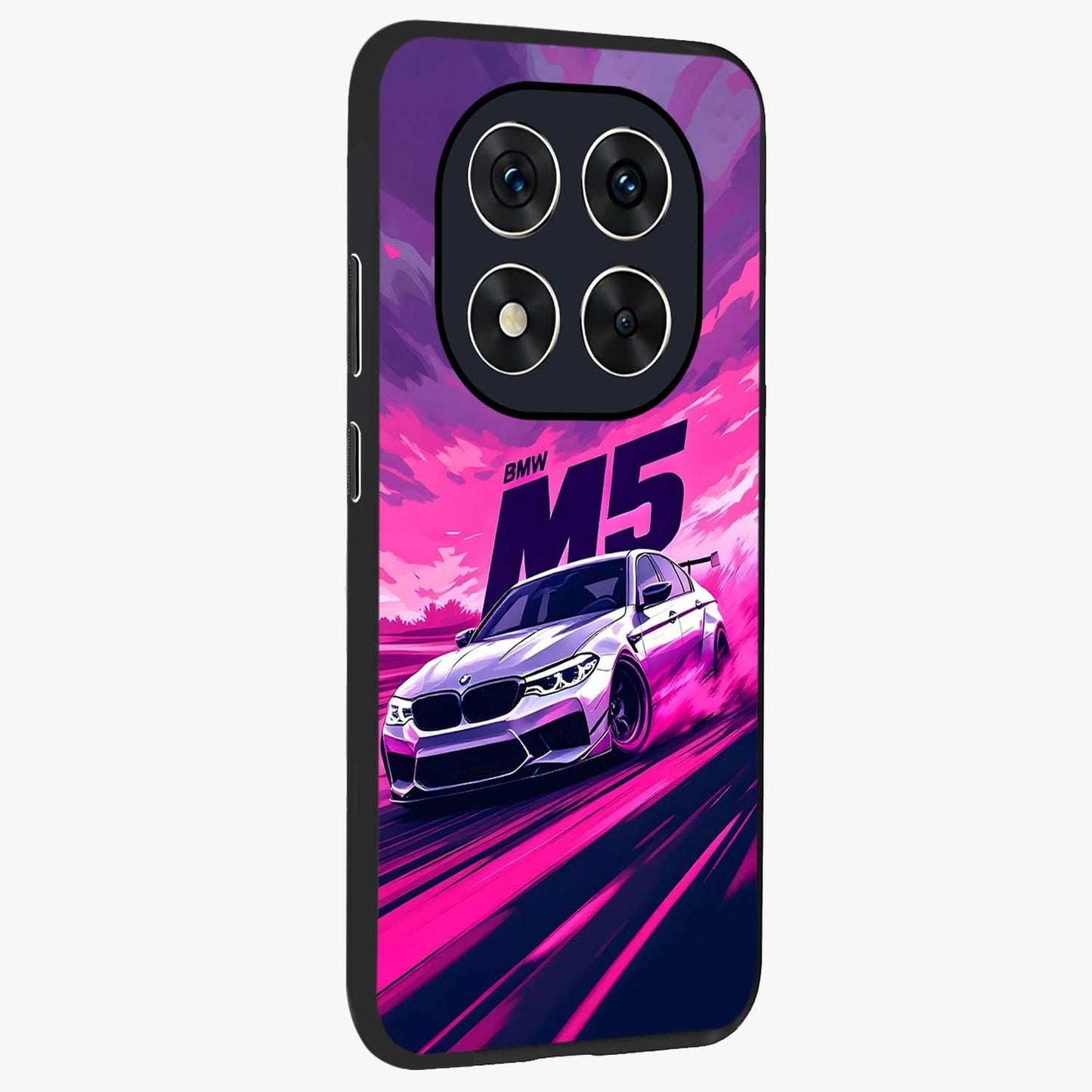 Velocity Drift Pulse Glass Case upright view showcasing powerful racing artwork with energetic motorsport theme.