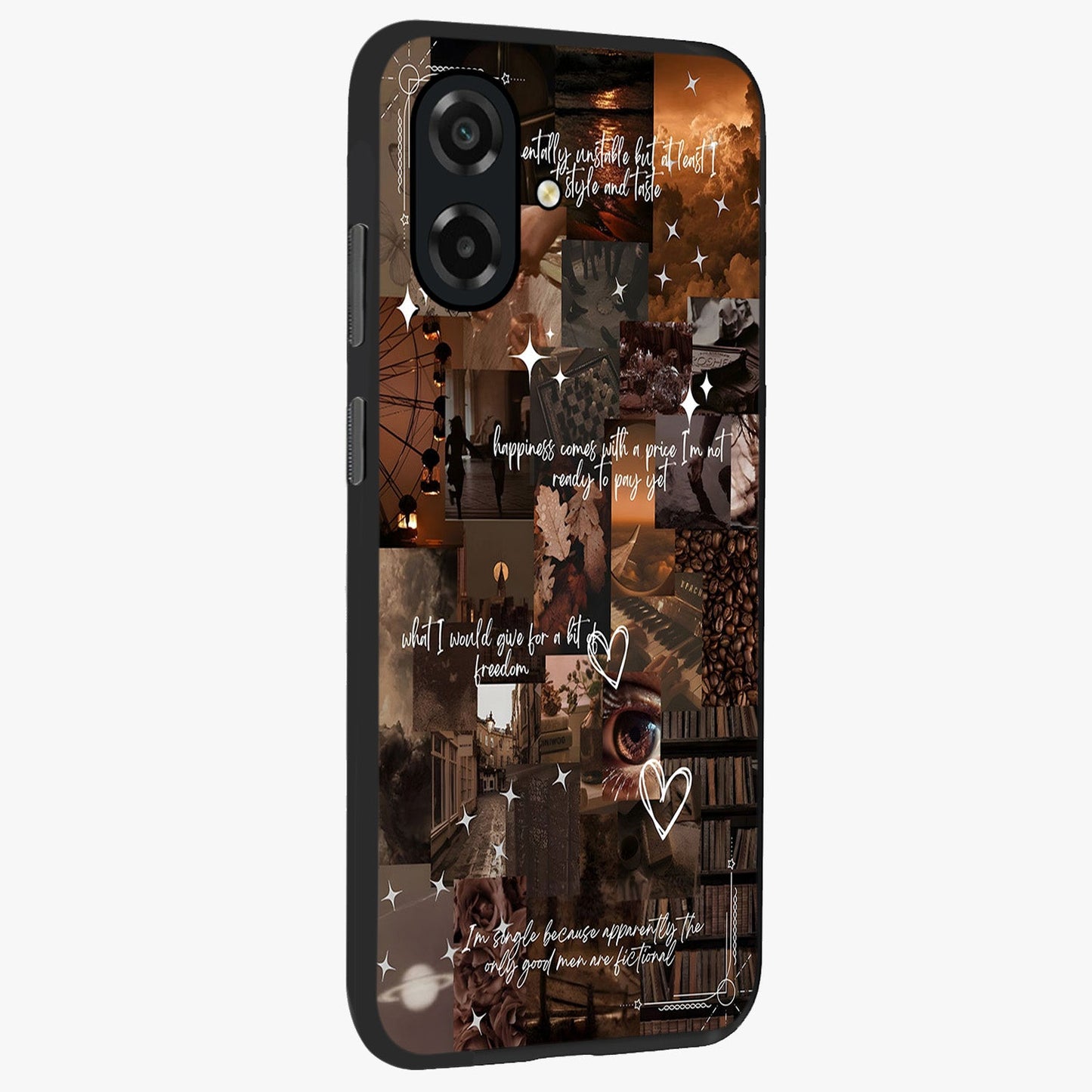 Bittersweet Aesthetic Chaos Glass Case upright view showcasing bold artistic chaos design with modern aesthetic style.