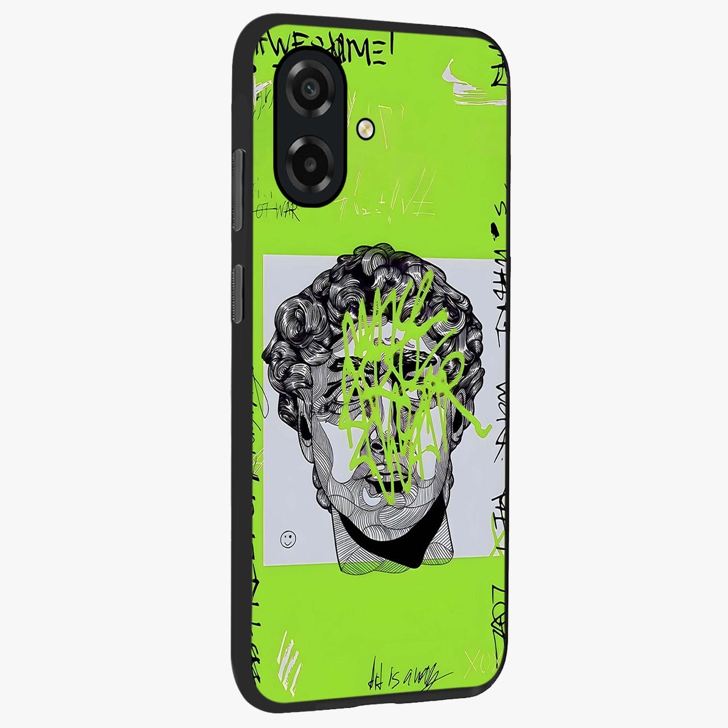 Neo Graffiti Rebellion Glass Case upright view showcasing colorful graffiti artwork with bold modern street style.