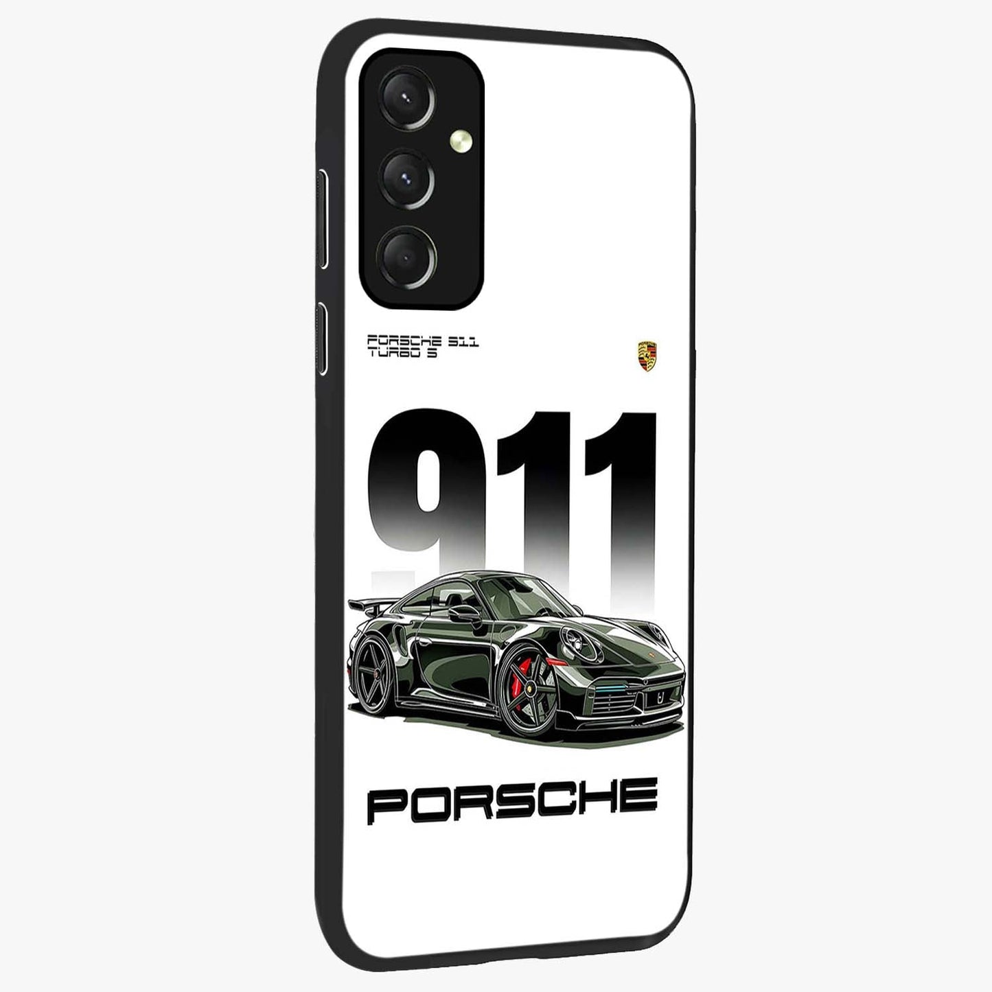 911 Turbo Dominance Glass Case upright perspective showcasing powerful racing design and modern automotive aesthetic.