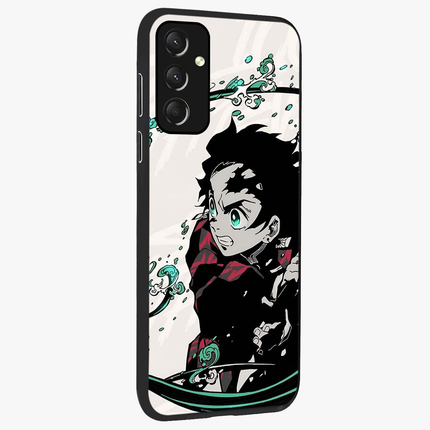 Demon Slayer Glass Case upright view showcasing powerful anime artwork with intense warrior theme.