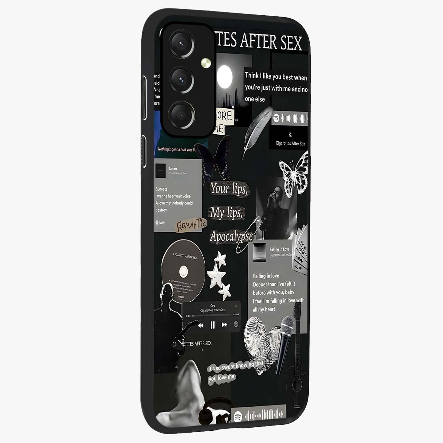 Midnight Love Echo Glass Case upright view showcasing expressive romantic artwork with dreamy midnight theme.