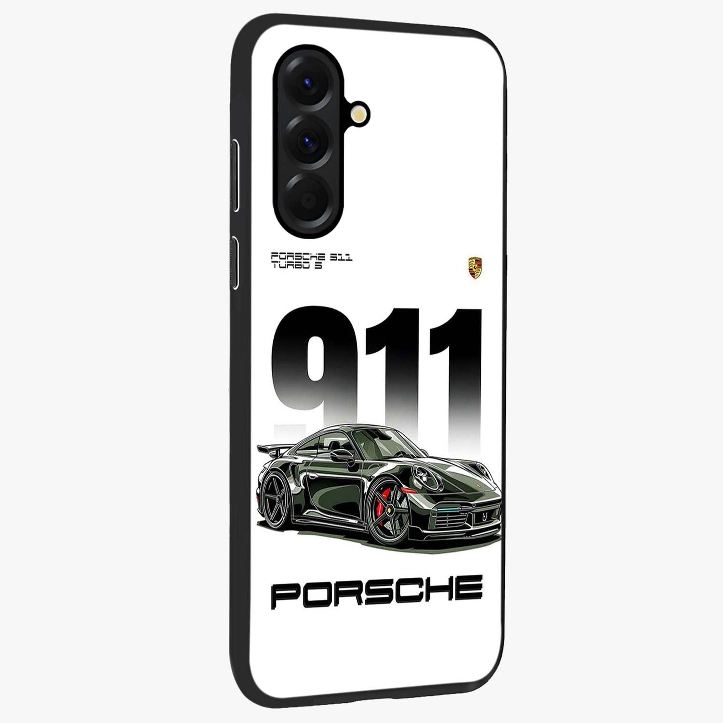 911 Turbo Dominance Glass Case upright perspective showcasing powerful racing design and modern automotive aesthetic.