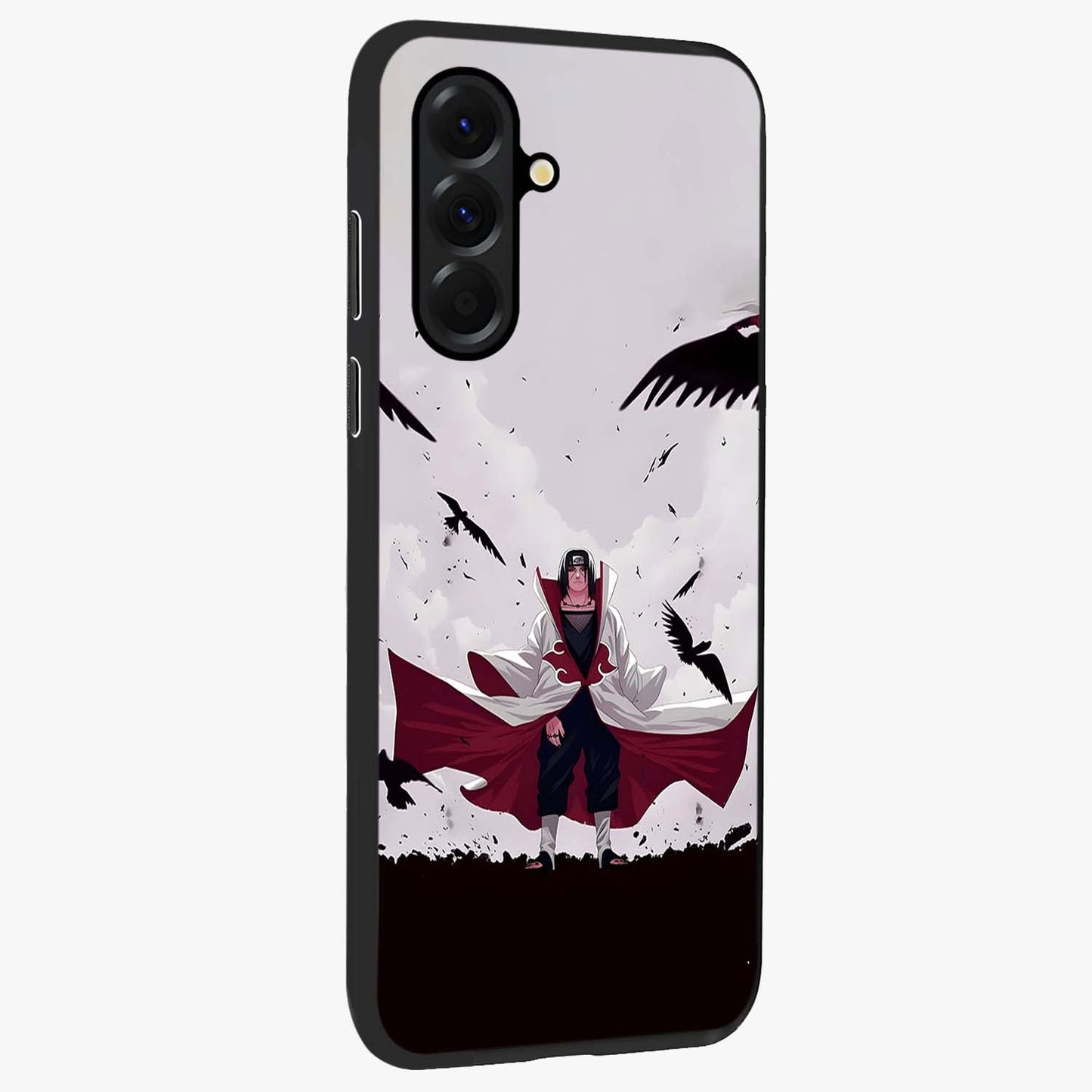 Crimson Crow Ascension Glass Case upright view showcasing dramatic crow artwork with bold gothic theme.