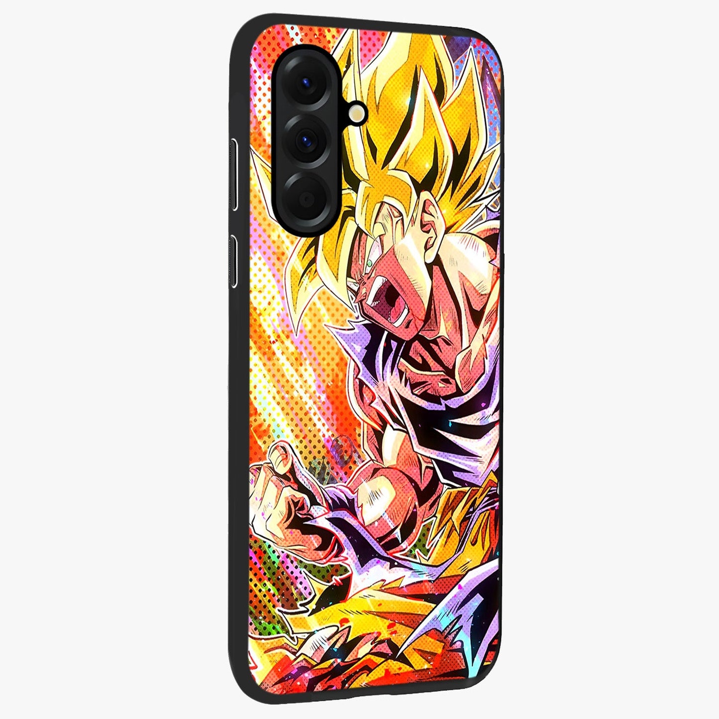 Firing Goku Glass Case upright view showcasing energetic anime artwork with bold warrior theme.