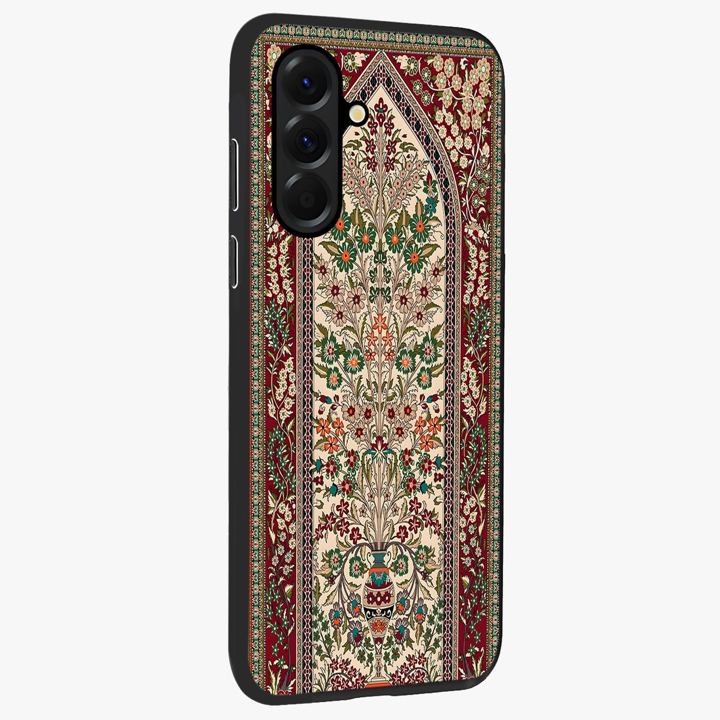 Persian Inspired Glass Case upright view showcasing decorative Persian artwork with rich heritage theme.