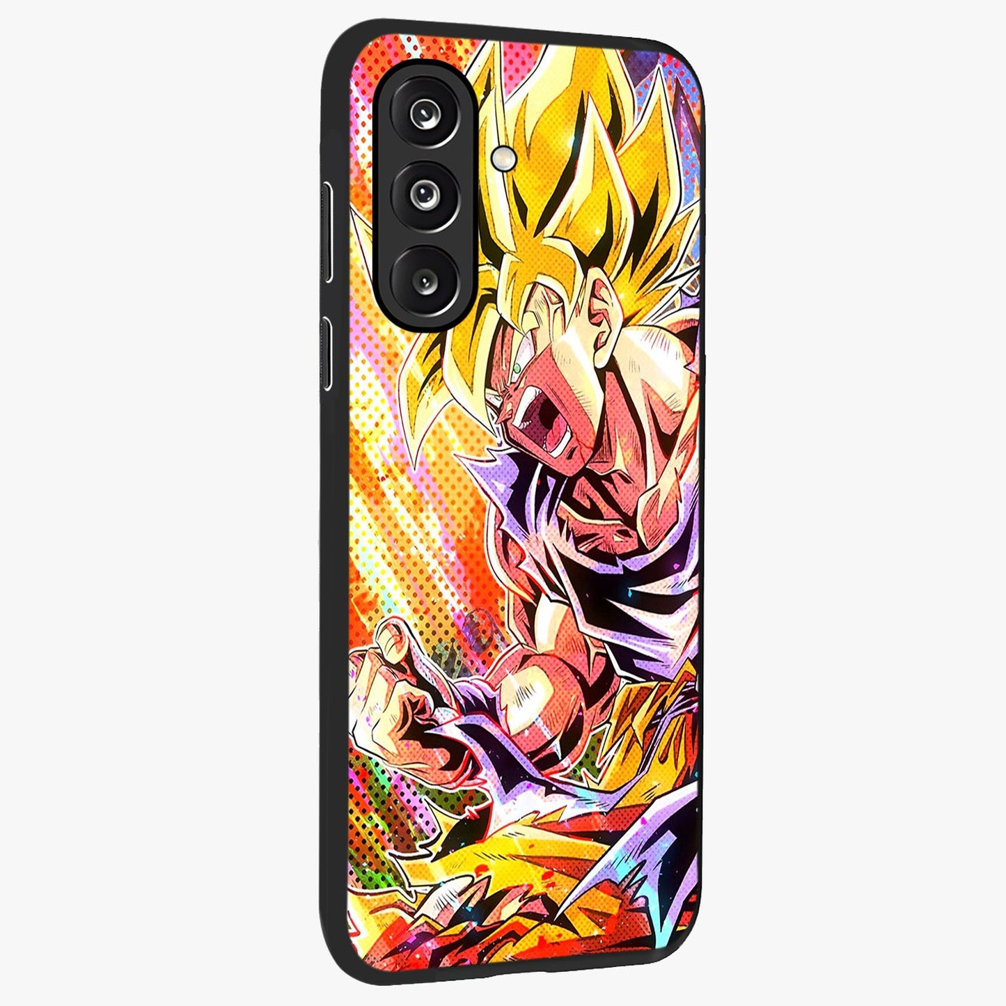Firing Goku Glass Case upright view showcasing energetic anime artwork with bold warrior theme.