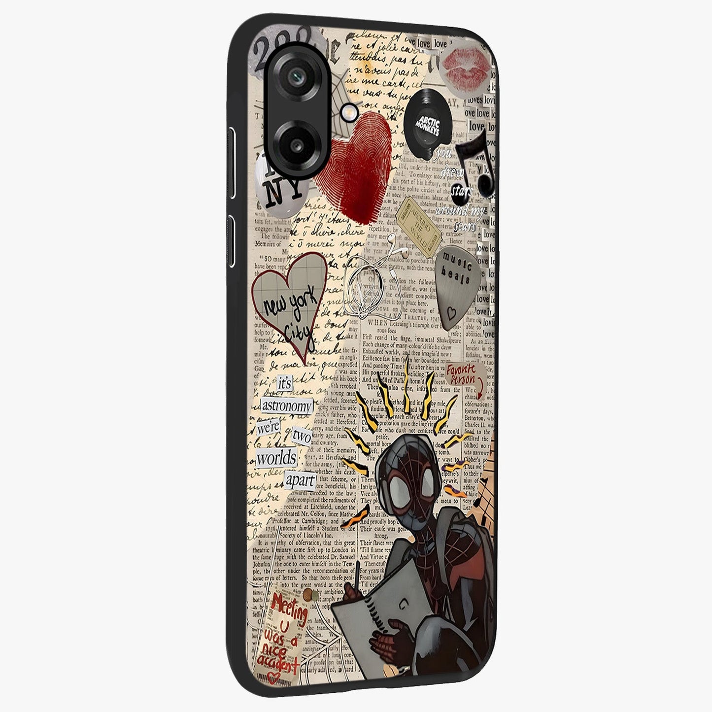 City Dream Sketch Glass Case upright view showcasing urban skyline artwork with stylish hand drawn design.