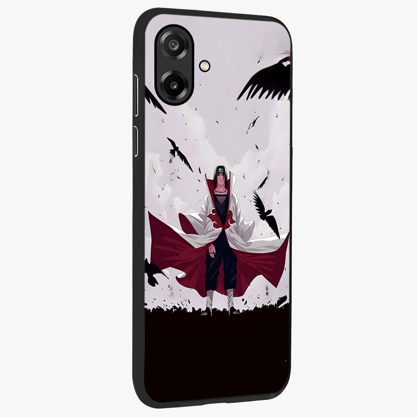 Crimson Crow Ascension Glass Case upright view showcasing dramatic crow artwork with bold gothic theme.