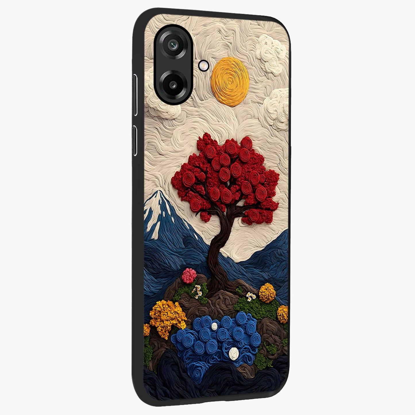 Eternal Nature Tapestry Glass Case upright view showcasing elegant nature tapestry design with decorative style.