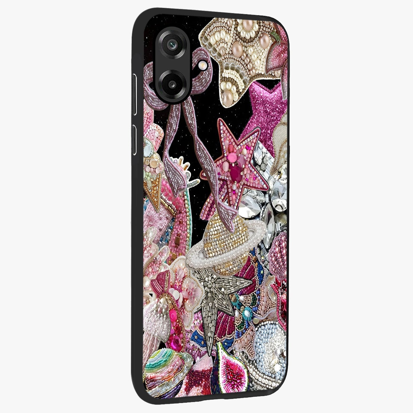 Starlit Jewel Dream Glass Case upright view showcasing radiant star inspired artwork with magical night theme.