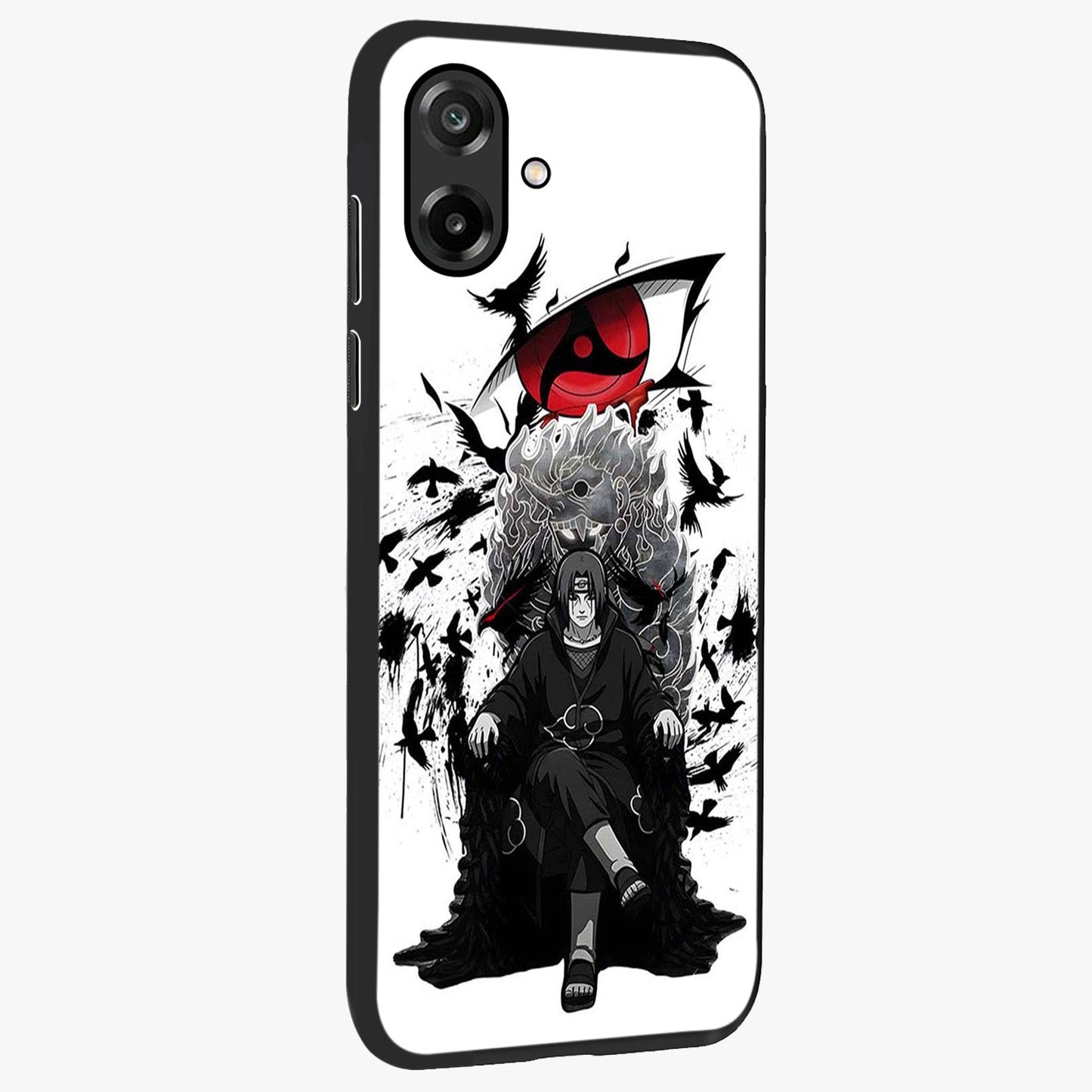 Uchiha Shadow Throne Glass Case upright view showcasing magical underwater galaxy artwork with vibrant cosmic theme.