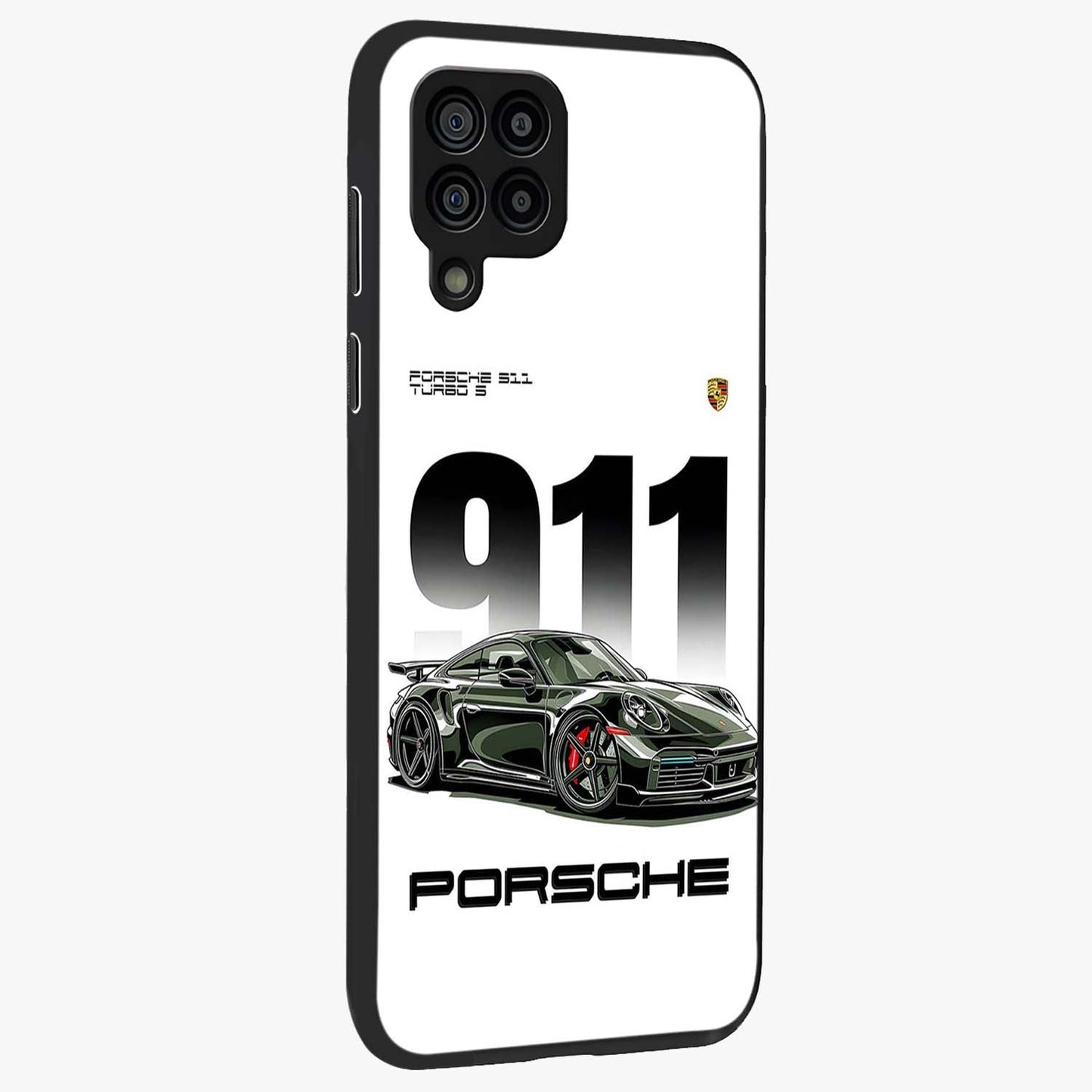 911 Turbo Dominance Glass Case upright perspective showcasing powerful racing design and modern automotive aesthetic.