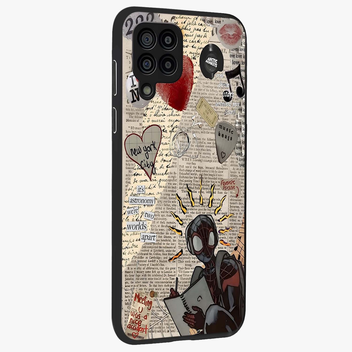 City Dream Sketch Glass Case upright view showcasing urban skyline artwork with stylish hand drawn design.
