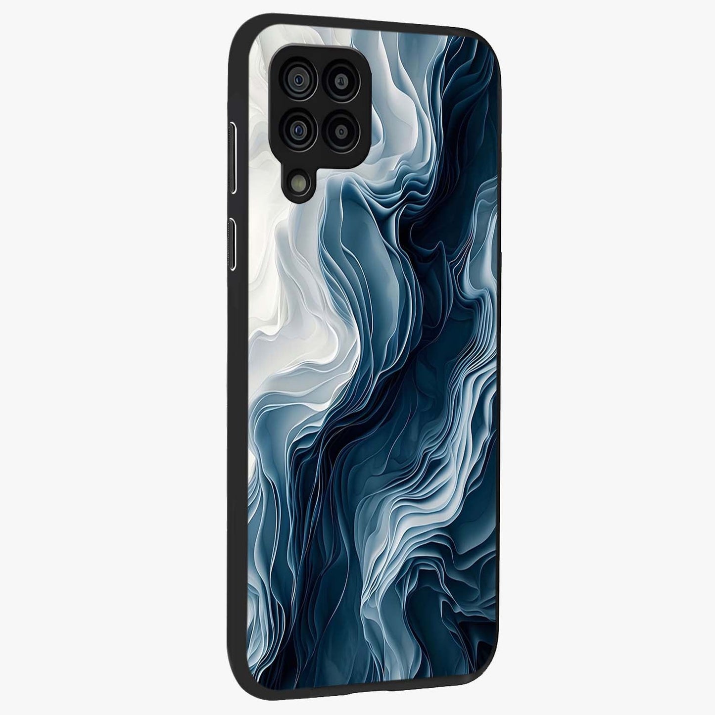 Ethereal Paper Marble Glass Case upright view showcasing smooth marble artwork with refined minimalist theme.