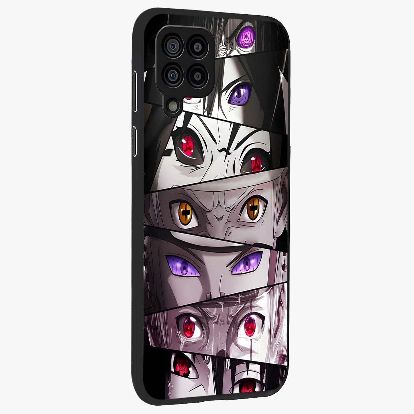 Eyes of Destiny Glass Case upright view showcasing symbolic eye artwork with dramatic artistic theme.