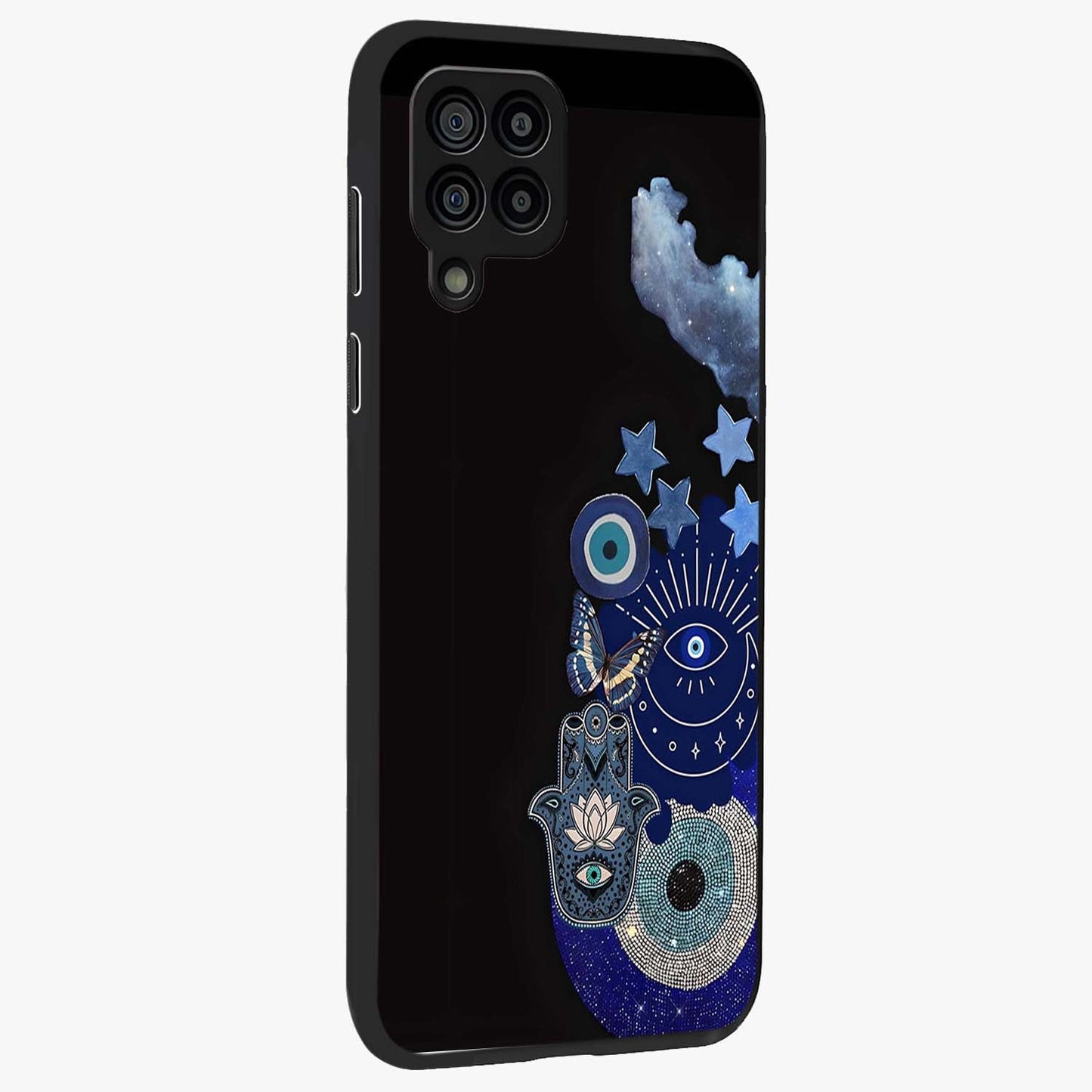 Galactic Charm Cluster Glass Case upright view showcasing glowing cosmic charm artwork with magical celestial style.