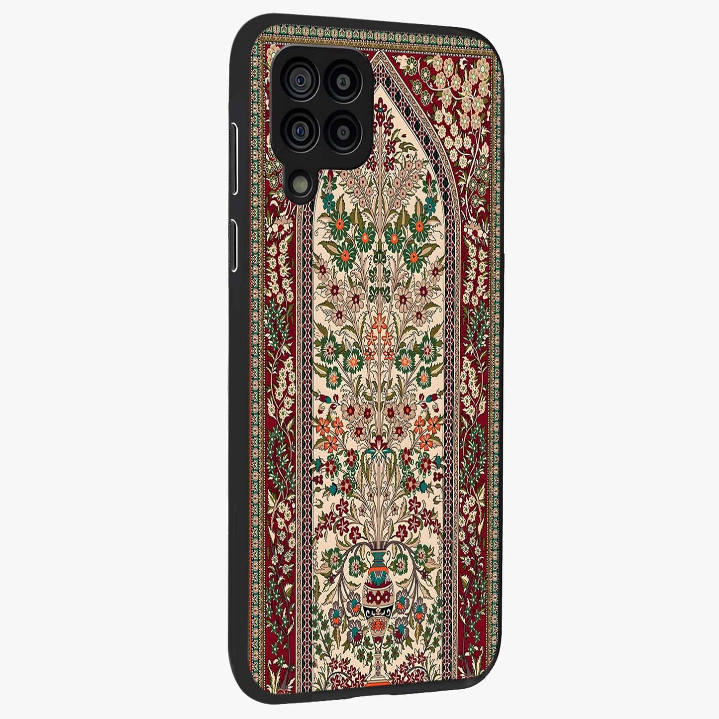 Persian Inspired Glass Case upright view showcasing decorative Persian artwork with rich heritage theme.