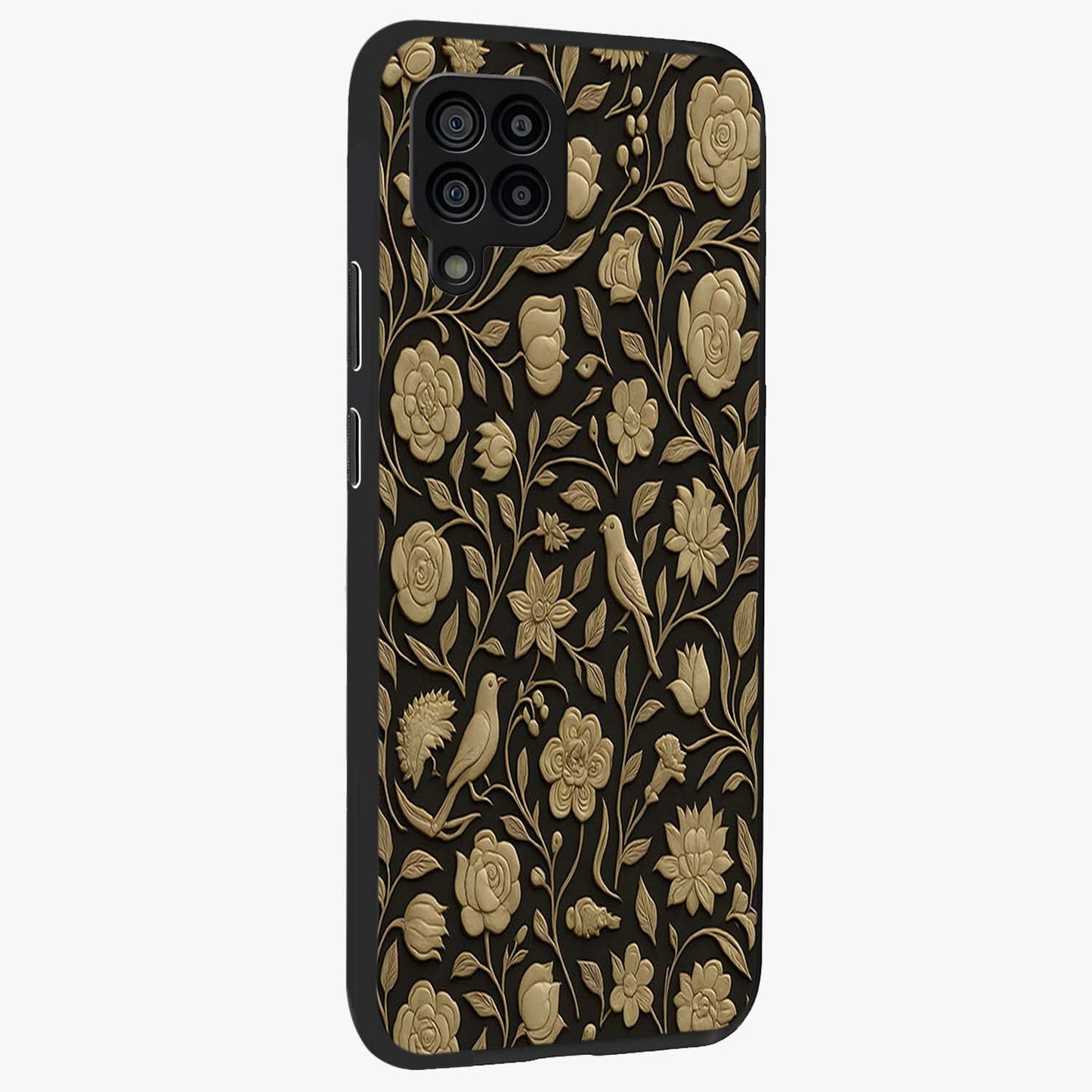 Golden Evil Eye Mandala Glass Case upright view showcasing decorative evil eye mandala artwork with spiritual aesthetic style.