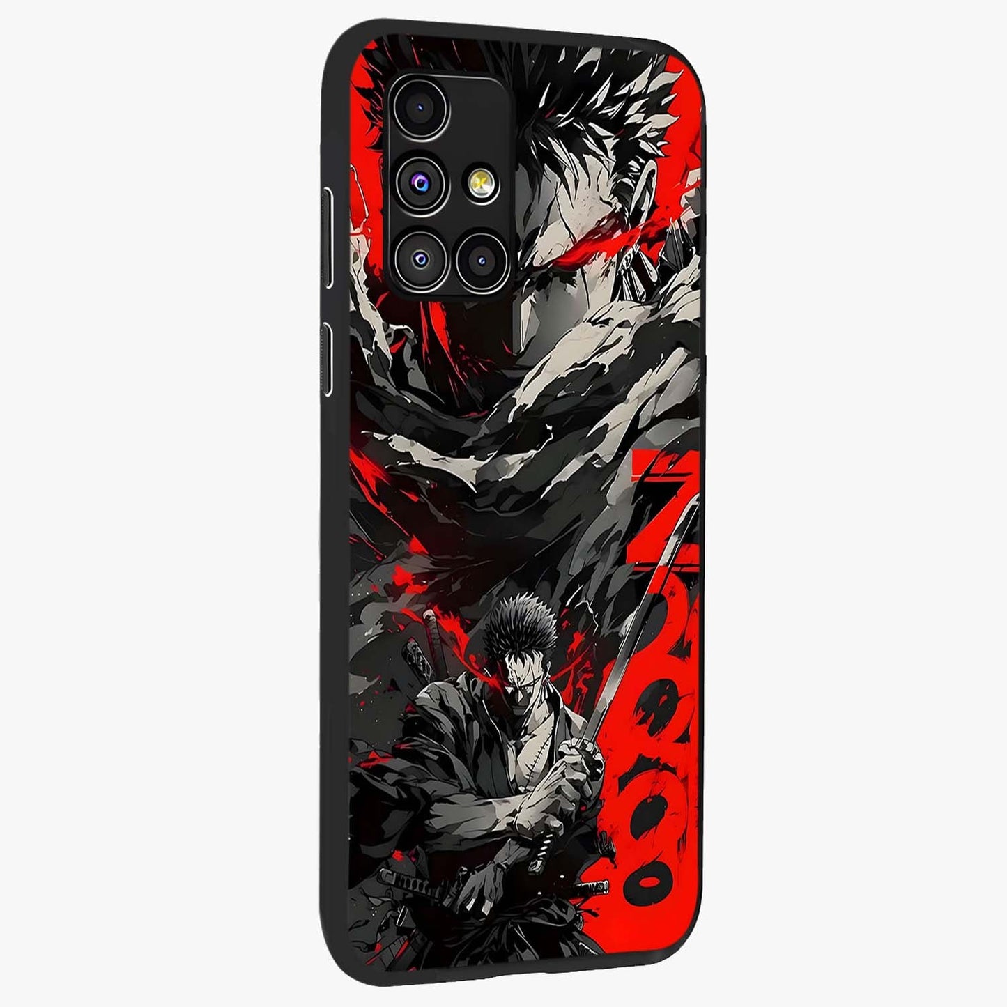 Demon Sword Resolve Glass Case upright view showcasing dramatic warrior artwork with intense battle theme.