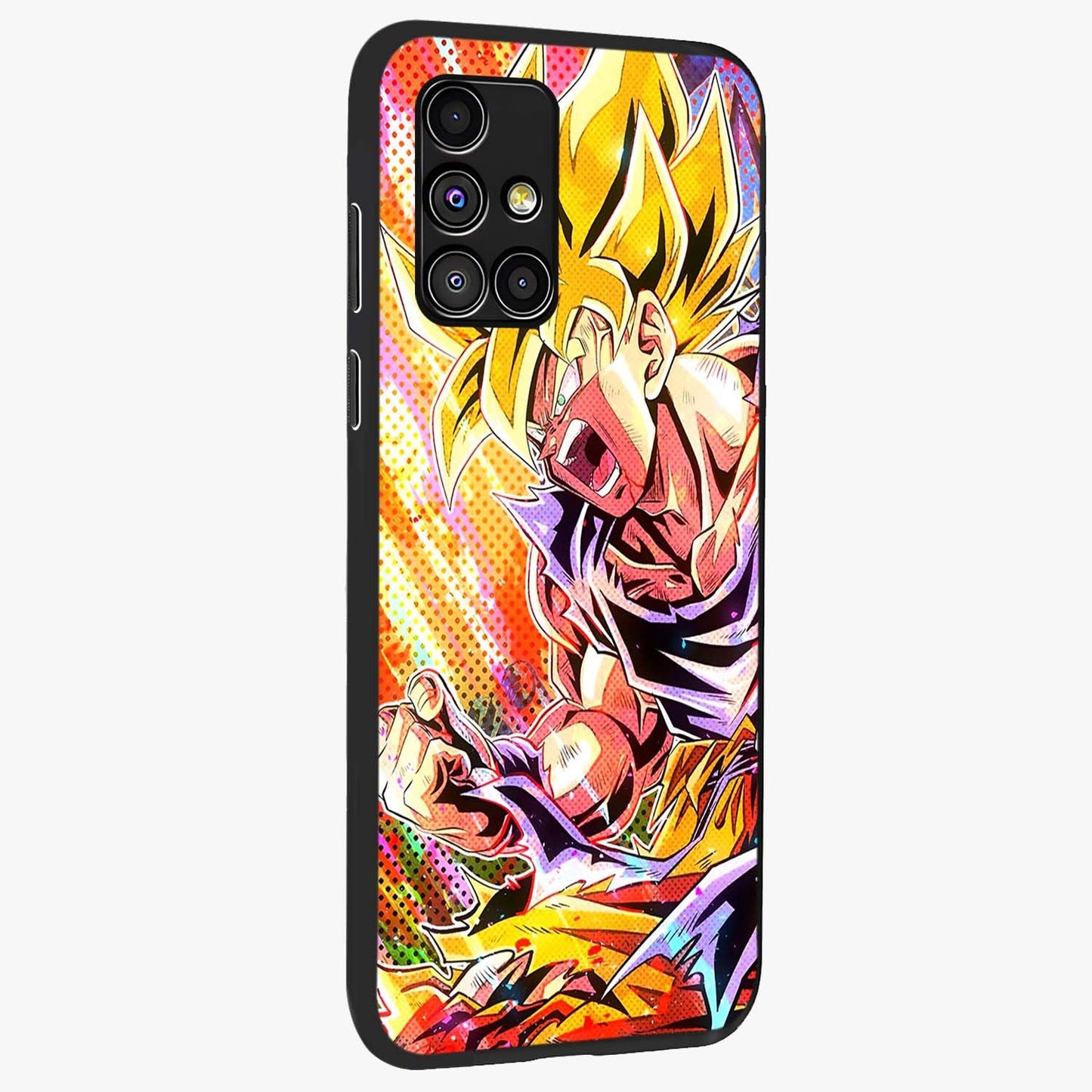 Firing Goku Glass Case upright view showcasing energetic anime artwork with bold warrior theme.