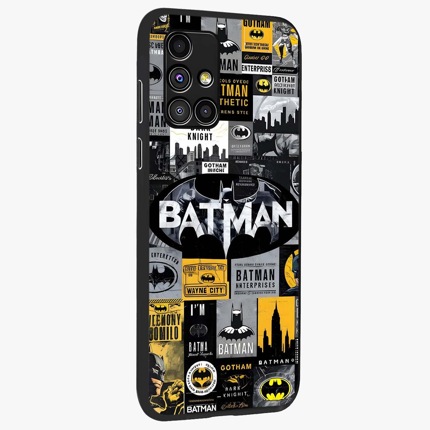 Knight Gotham Rise Glass Case upright view showcasing bold vigilante themed artwork with gothic city vibe.