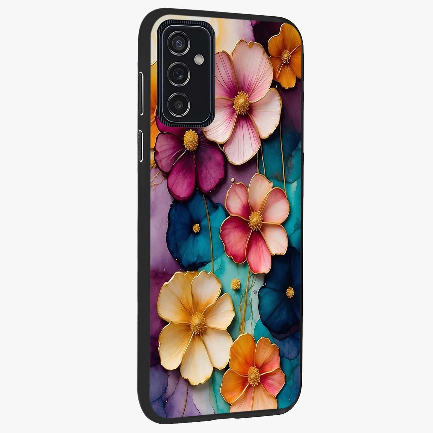 Artlyn Grace Flower Pattern Glass Case upright view showcasing graceful floral artwork with aesthetic botanical style.