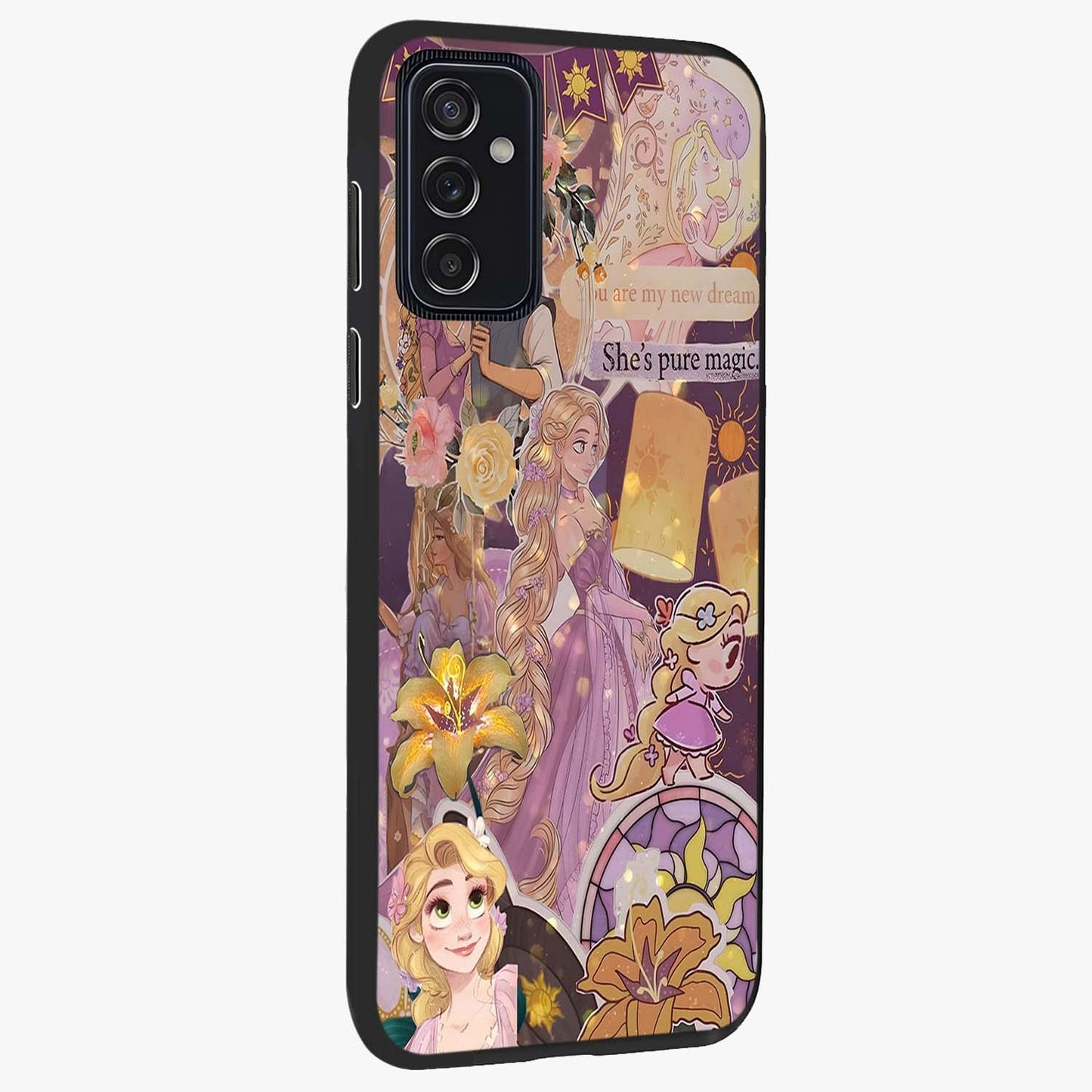 Magical Tangled Dream Glass Case upright view showcasing enchanting artistic artwork with dreamy fantasy theme.