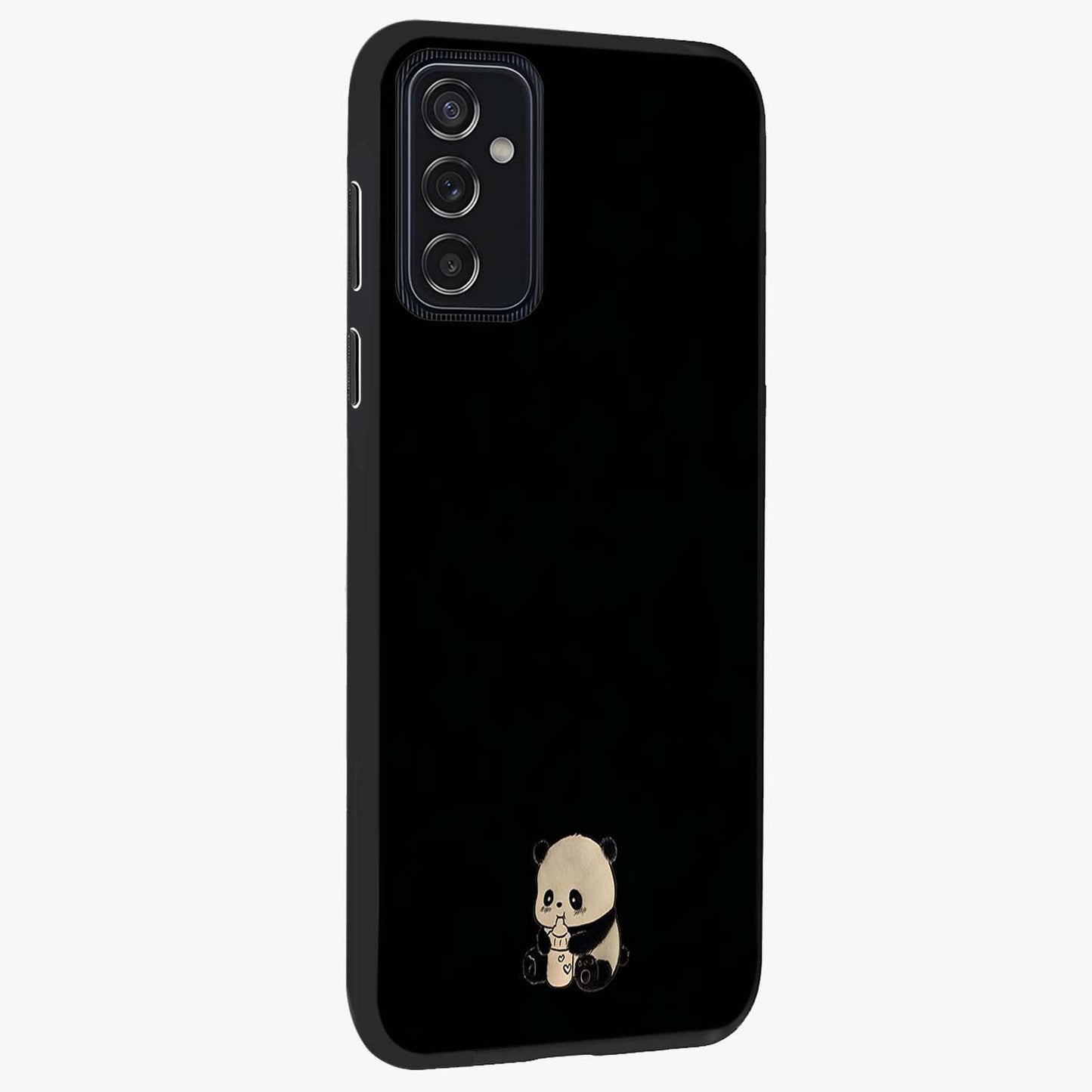 Midnight Panda Love Glass Case upright view showcasing charming panda artwork with playful romantic theme.