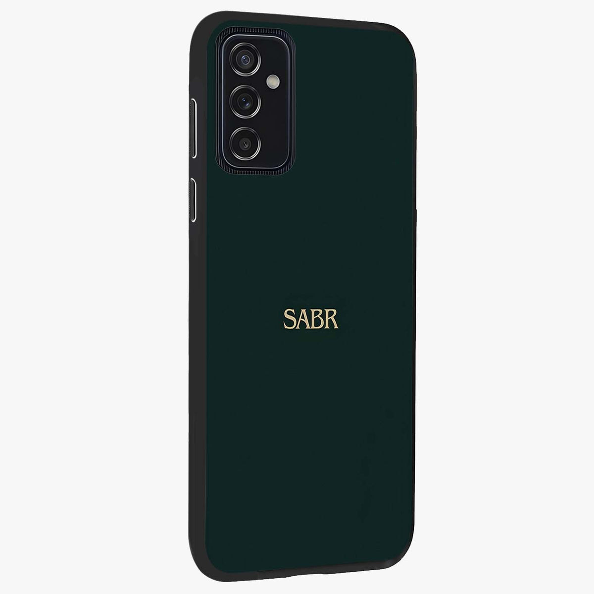 Sabr Minimal Patience Glass Case upright view showcasing calm minimalist artwork with motivational patience theme.
