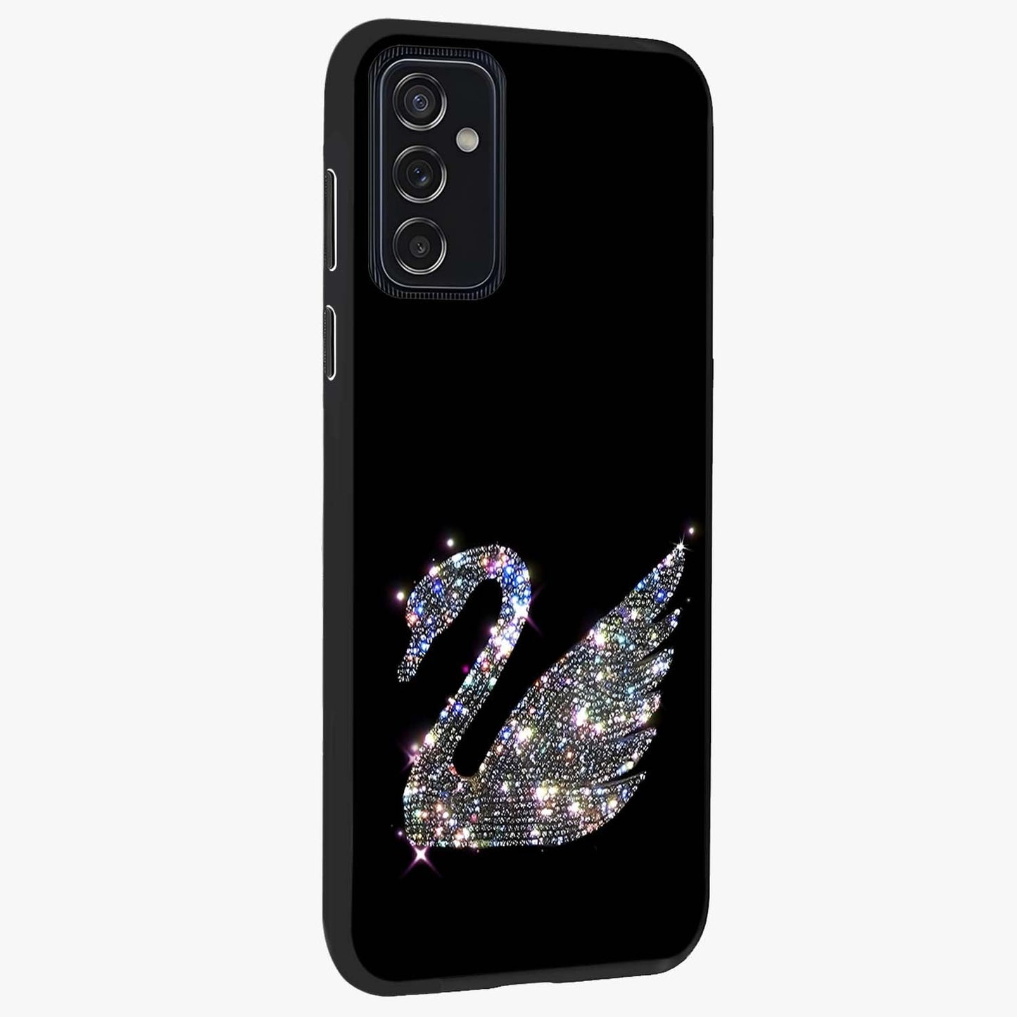 Starlit Swan Grace Glass Case upright view showcasing beautiful swan artwork with peaceful night themed design.
