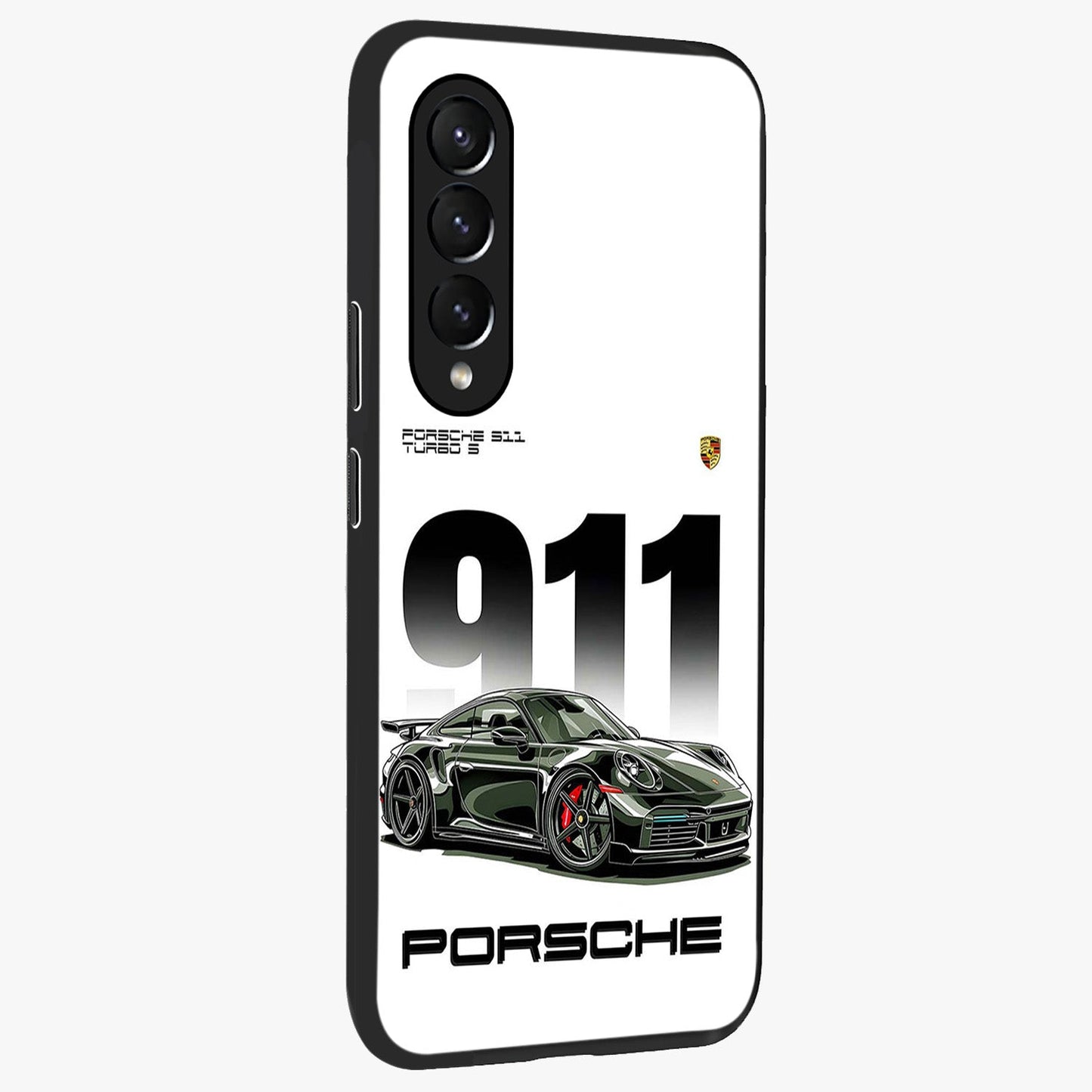 911 Turbo Dominance Glass Case upright perspective showcasing powerful racing design and modern automotive aesthetic.