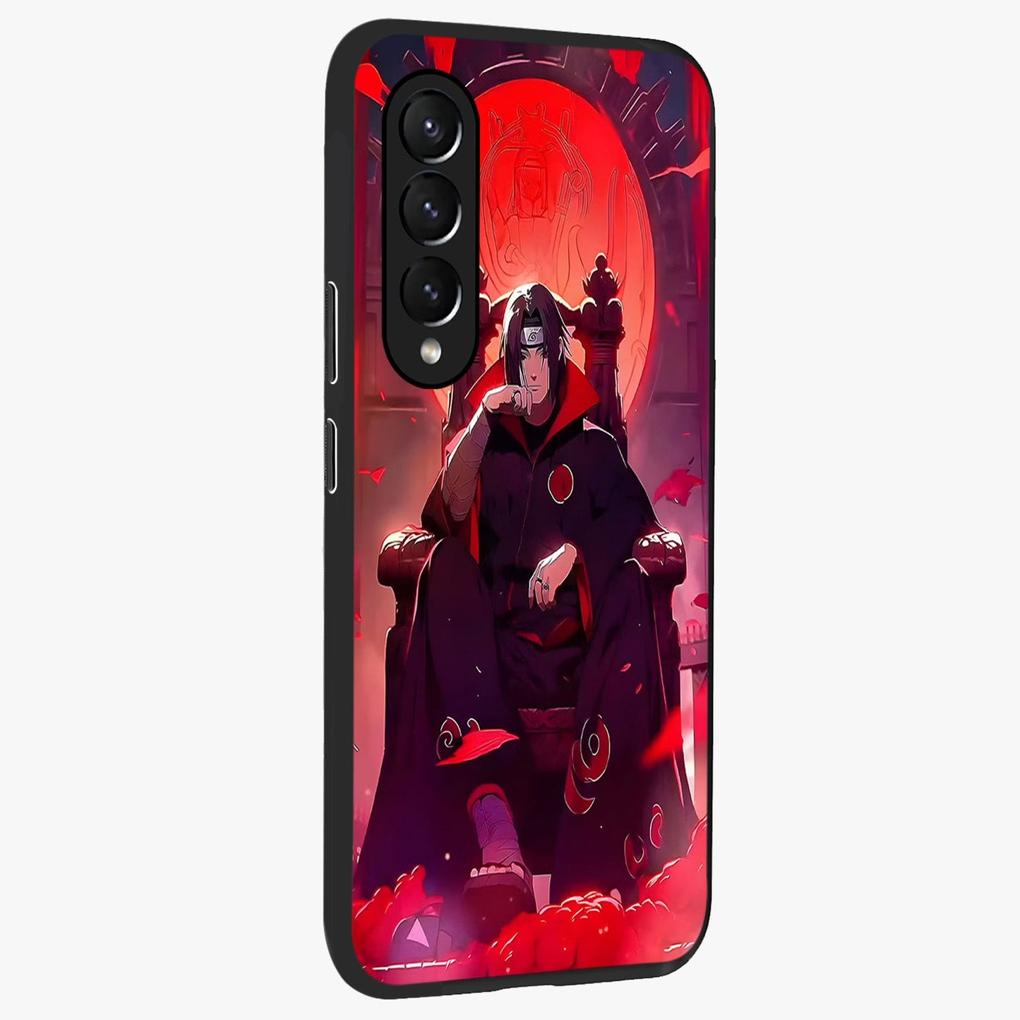 Blood Moon Sovereign Glass Case upright view showcasing powerful moon inspired artwork with cosmic aesthetic style.