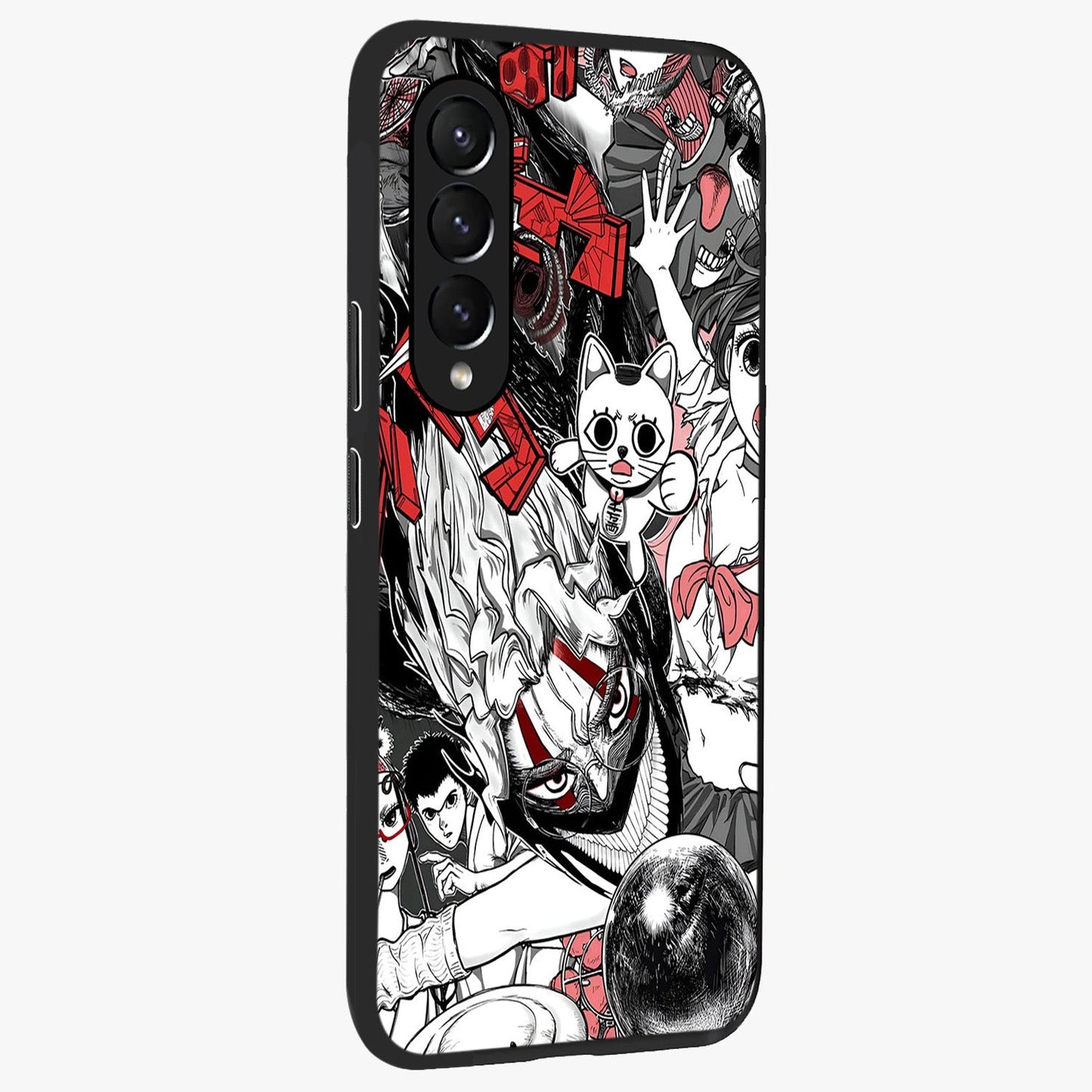 Crimson Chaos Panel Glass Case upright view showcasing intense crimson artwork with dramatic aesthetic style.