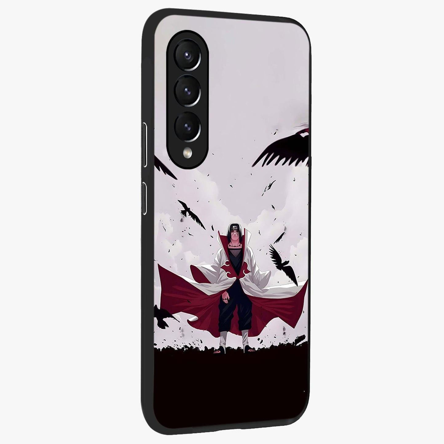 Crimson Crow Ascension Glass Case upright view showcasing dramatic crow artwork with bold gothic theme.
