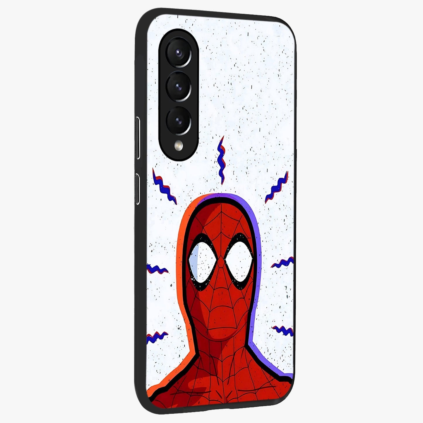 Omg Spiderman Glass Case upright view showcasing energetic superhero artwork with vibrant comic theme.