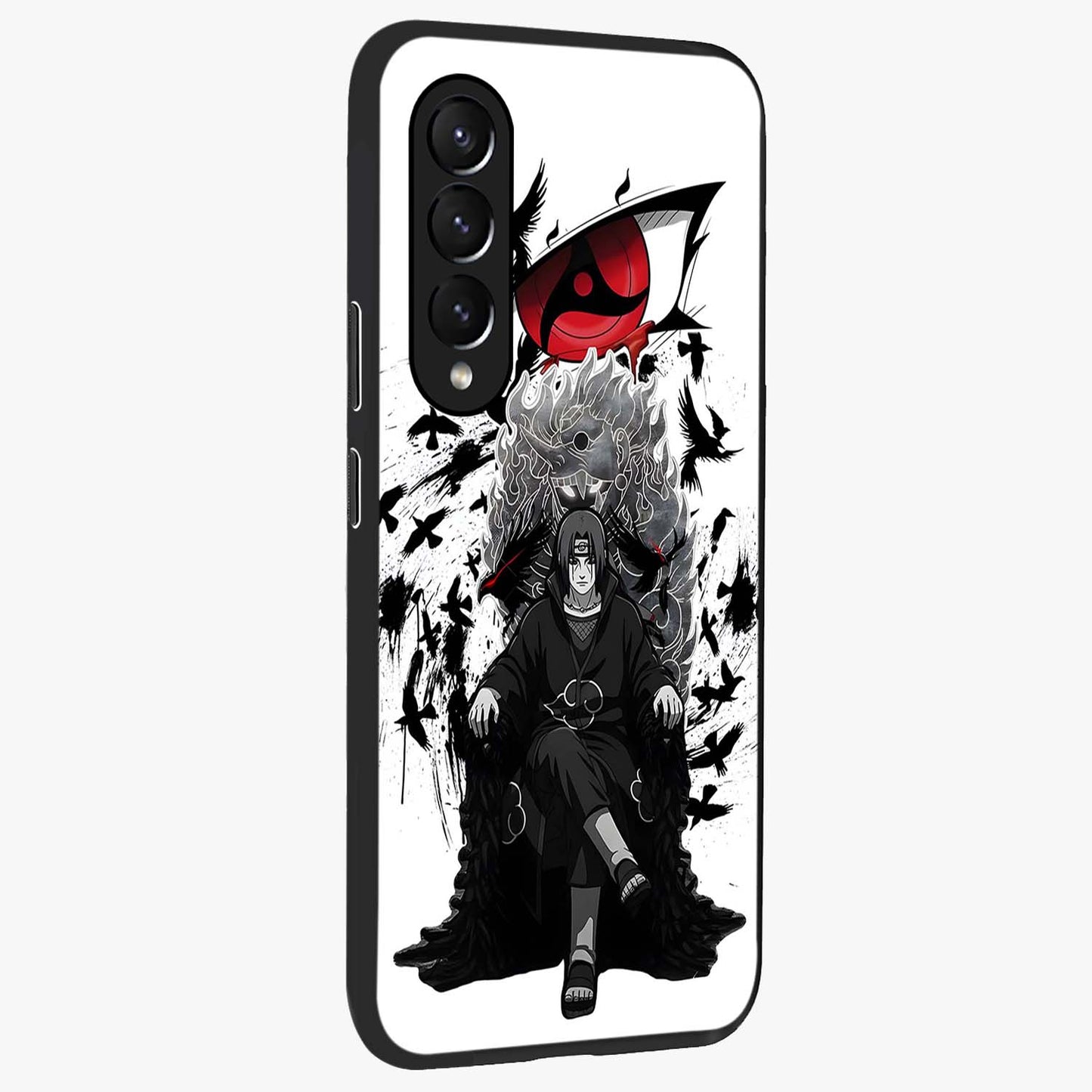 Uchiha Shadow Throne Glass Case upright view showcasing magical underwater galaxy artwork with vibrant cosmic theme.