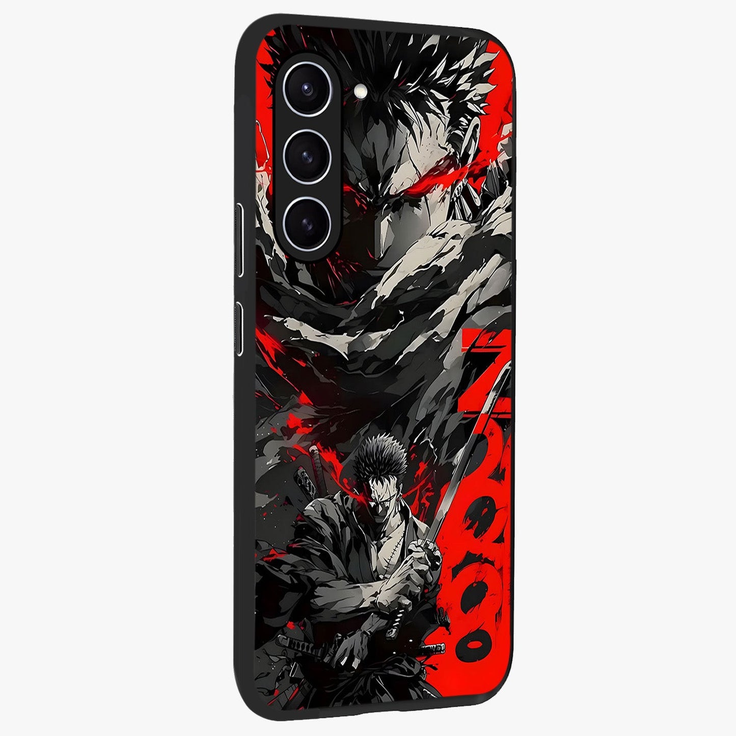 Demon Sword Resolve Glass Case upright view showcasing dramatic warrior artwork with intense battle theme.