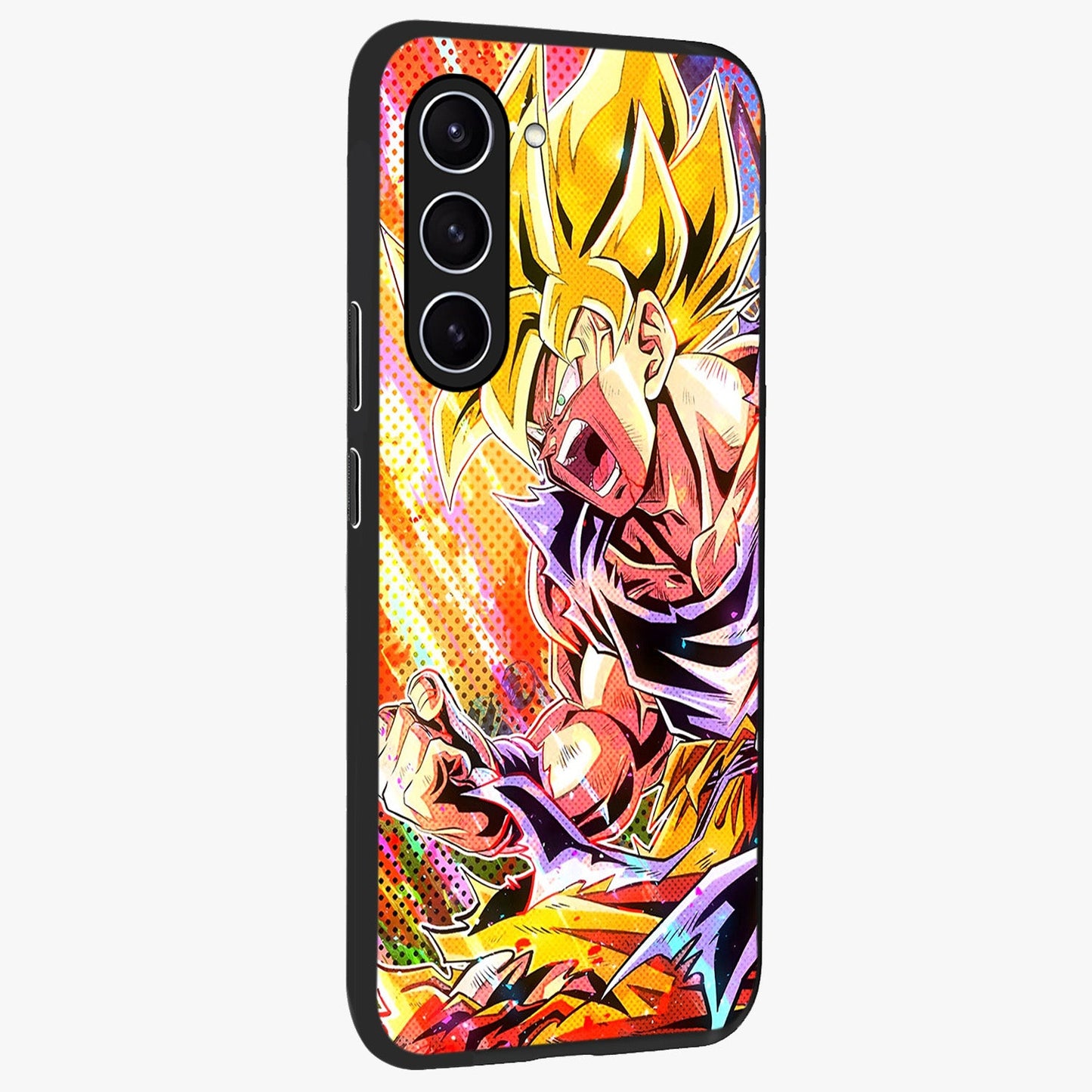 Firing Goku Glass Case upright view showcasing energetic anime artwork with bold warrior theme.
