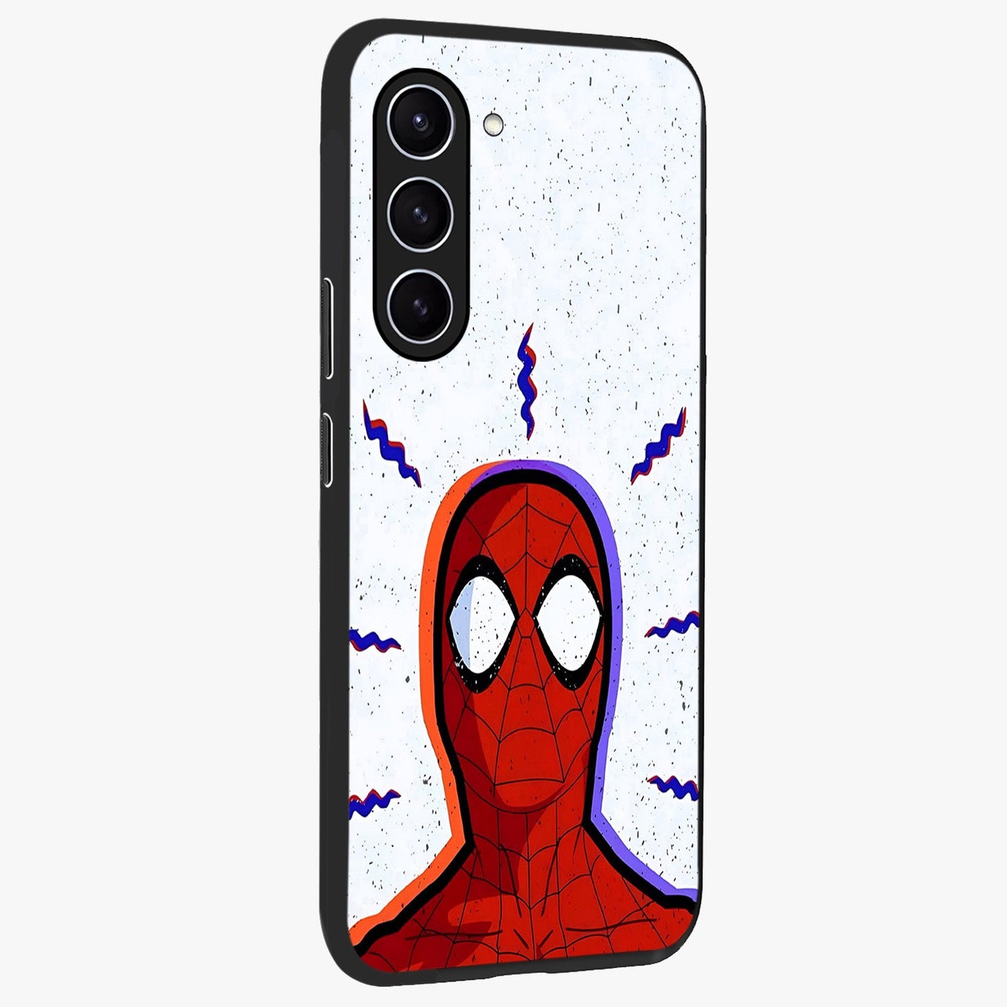 Omg Spiderman Glass Case upright view showcasing energetic superhero artwork with vibrant comic theme.