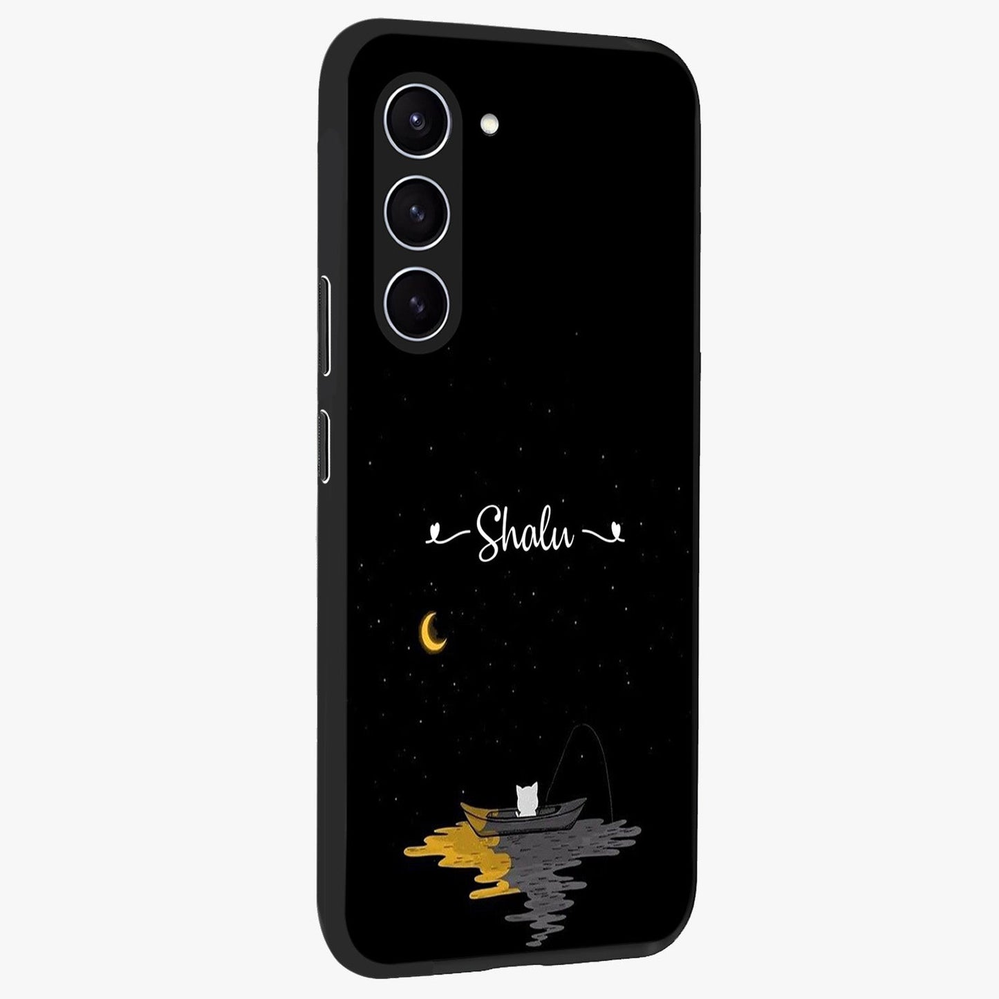 Silent Night Row Glass Case upright view showcasing tranquil night artwork with serene landscape theme.