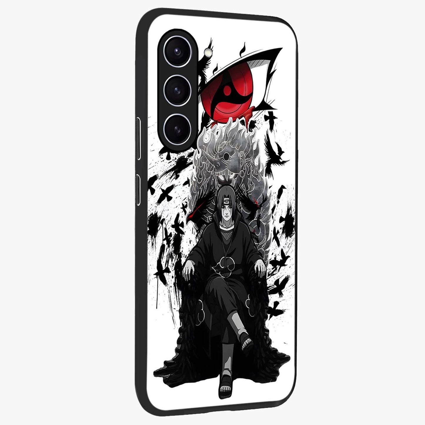Uchiha Shadow Throne Glass Case upright view showcasing magical underwater galaxy artwork with vibrant cosmic theme.