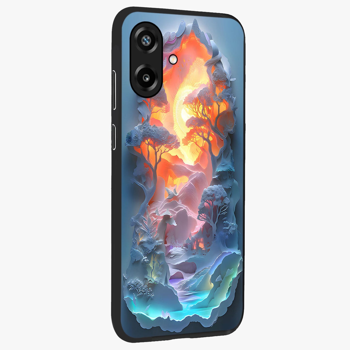 Glow Forest Portal Glass Case upright view showcasing enchanted forest portal artwork with fantasy nature theme.