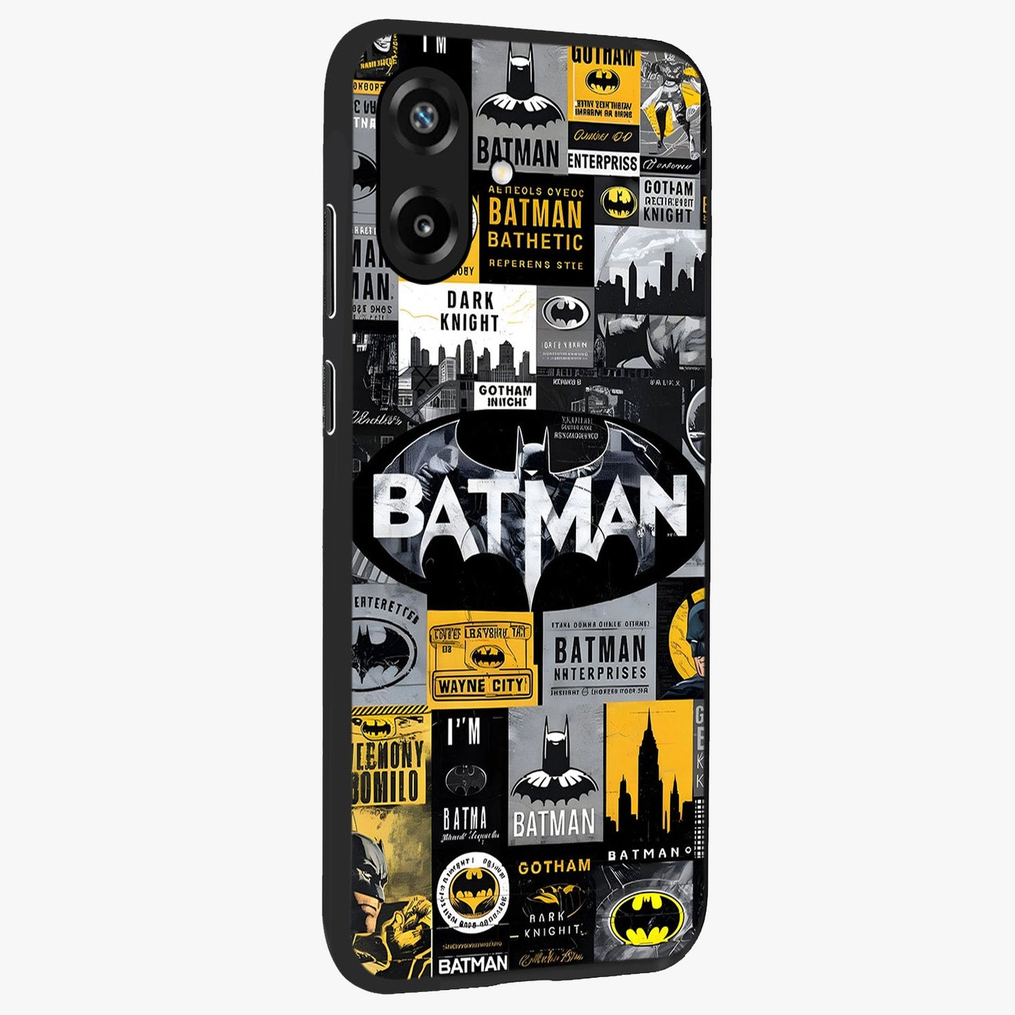 Knight Gotham Rise Glass Case upright view showcasing bold vigilante themed artwork with gothic city vibe.