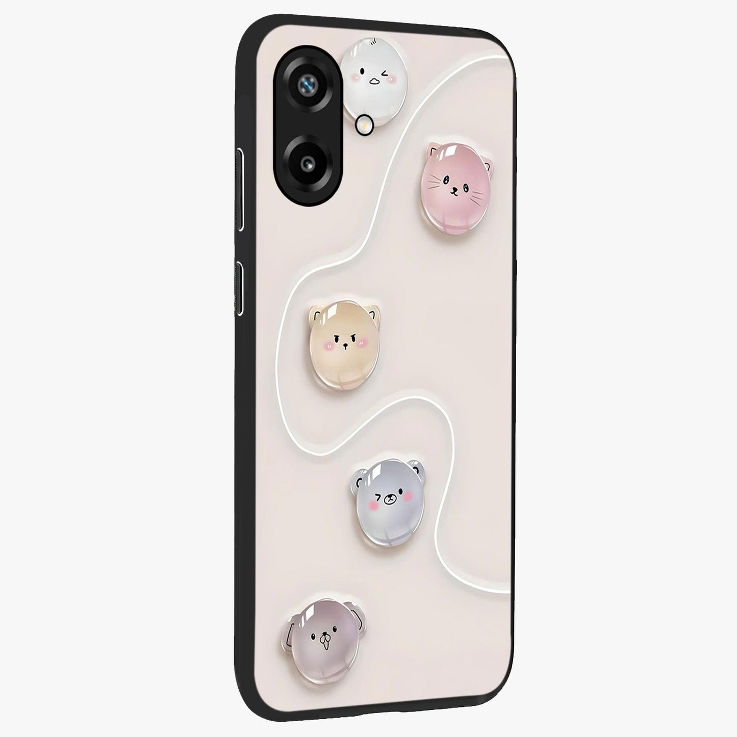 Puffy Face Parade Glass Case upright view showcasing adorable character artwork with cheerful animated theme.