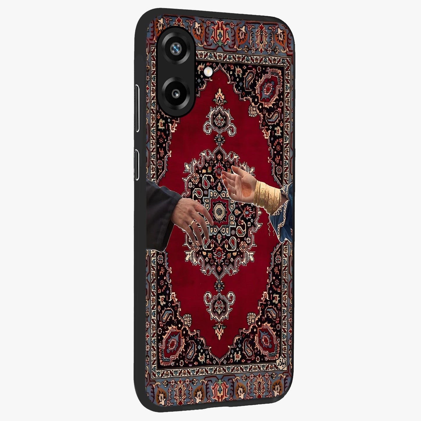 Royal Touch Reach Glass Case upright view showcasing stylish royal inspired artwork with graceful theme.